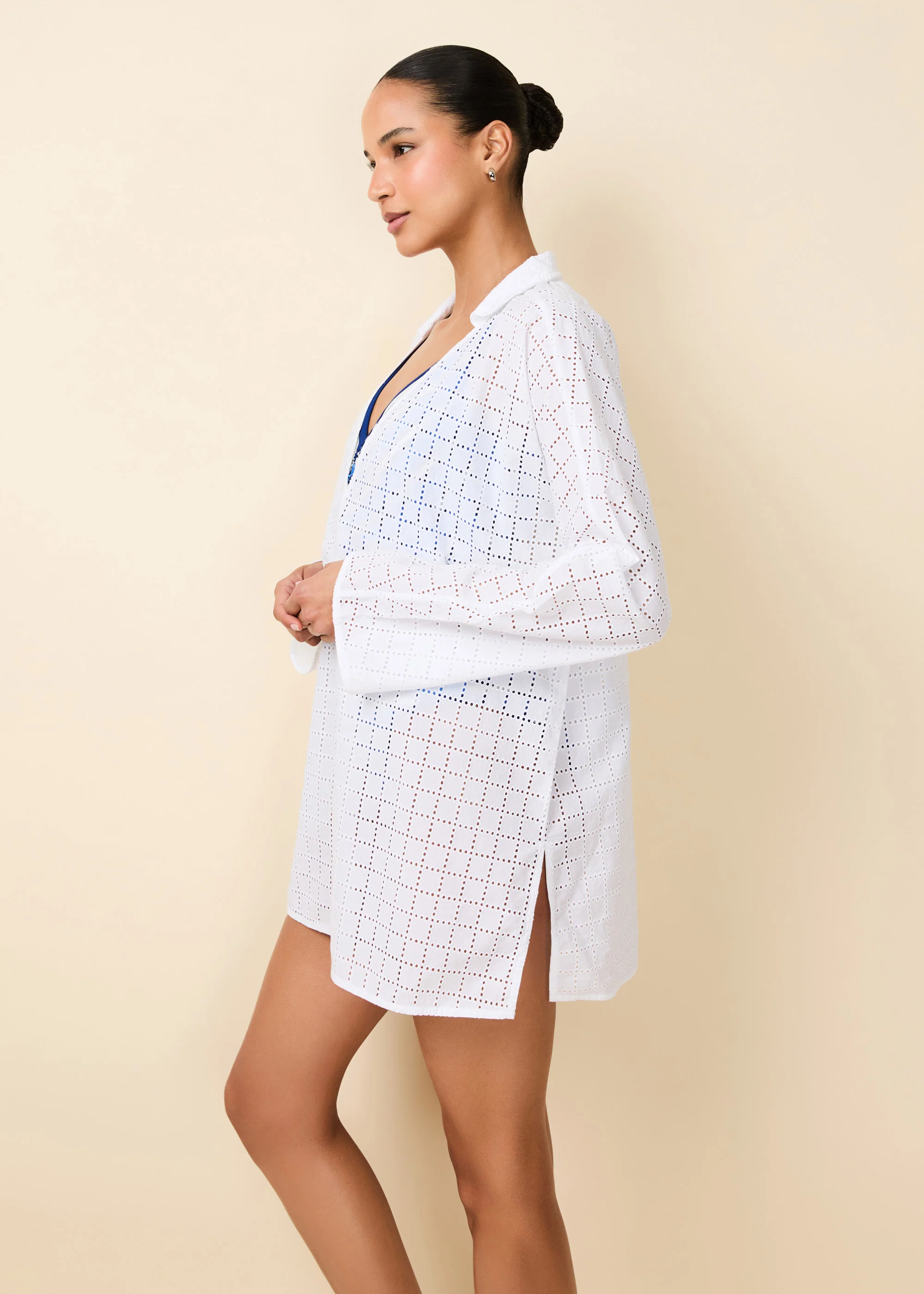 Alba Tunic Grid Eyelet Optic White - Image 2