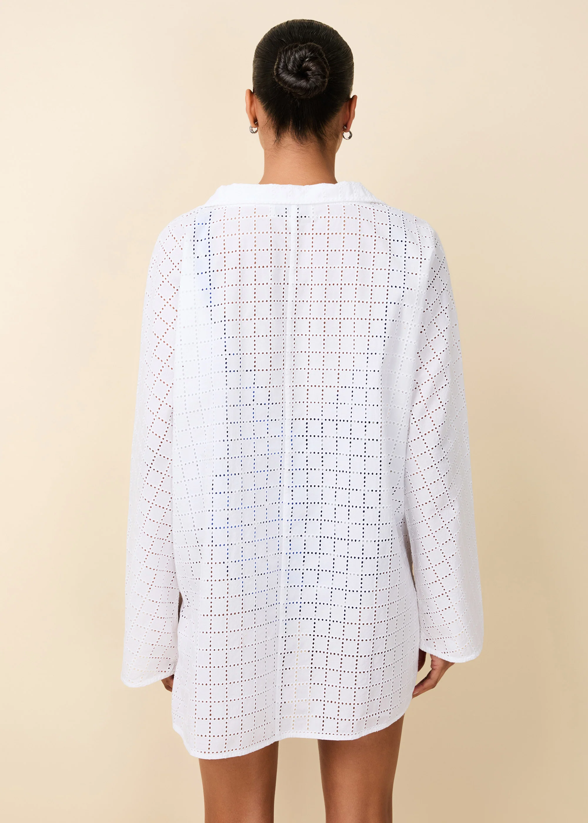 Alba Tunic Grid Eyelet Optic White - Image 3