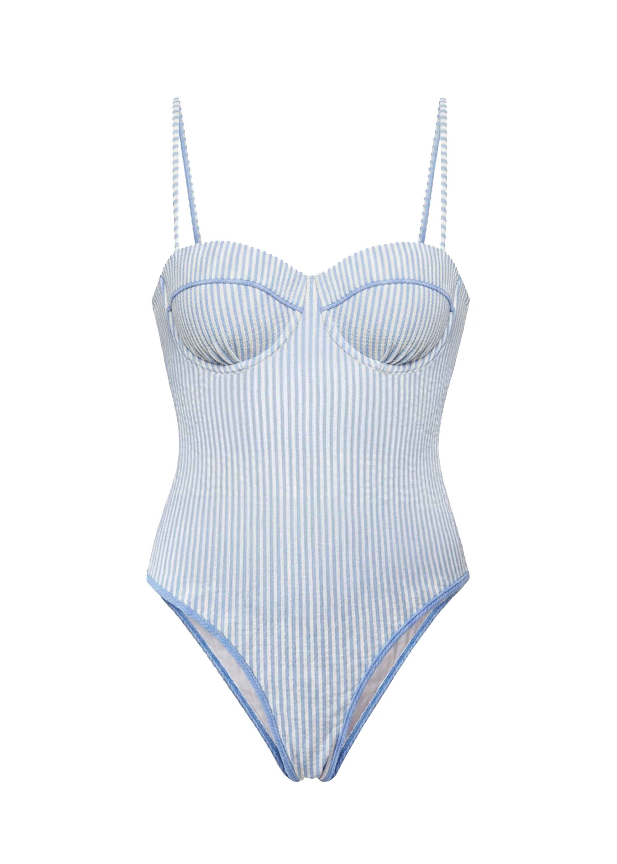 Alma One Piece Seersucker Blue Lagoon / Brule Mini Stripe - Image 6