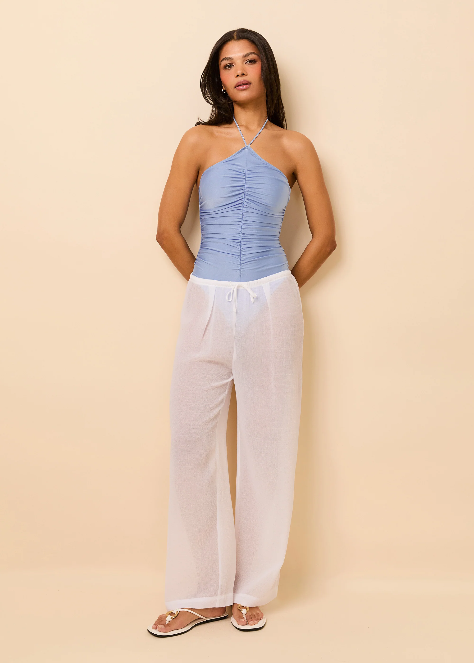 Ashling Pant Crinkle Sheer Optic White - Image 3