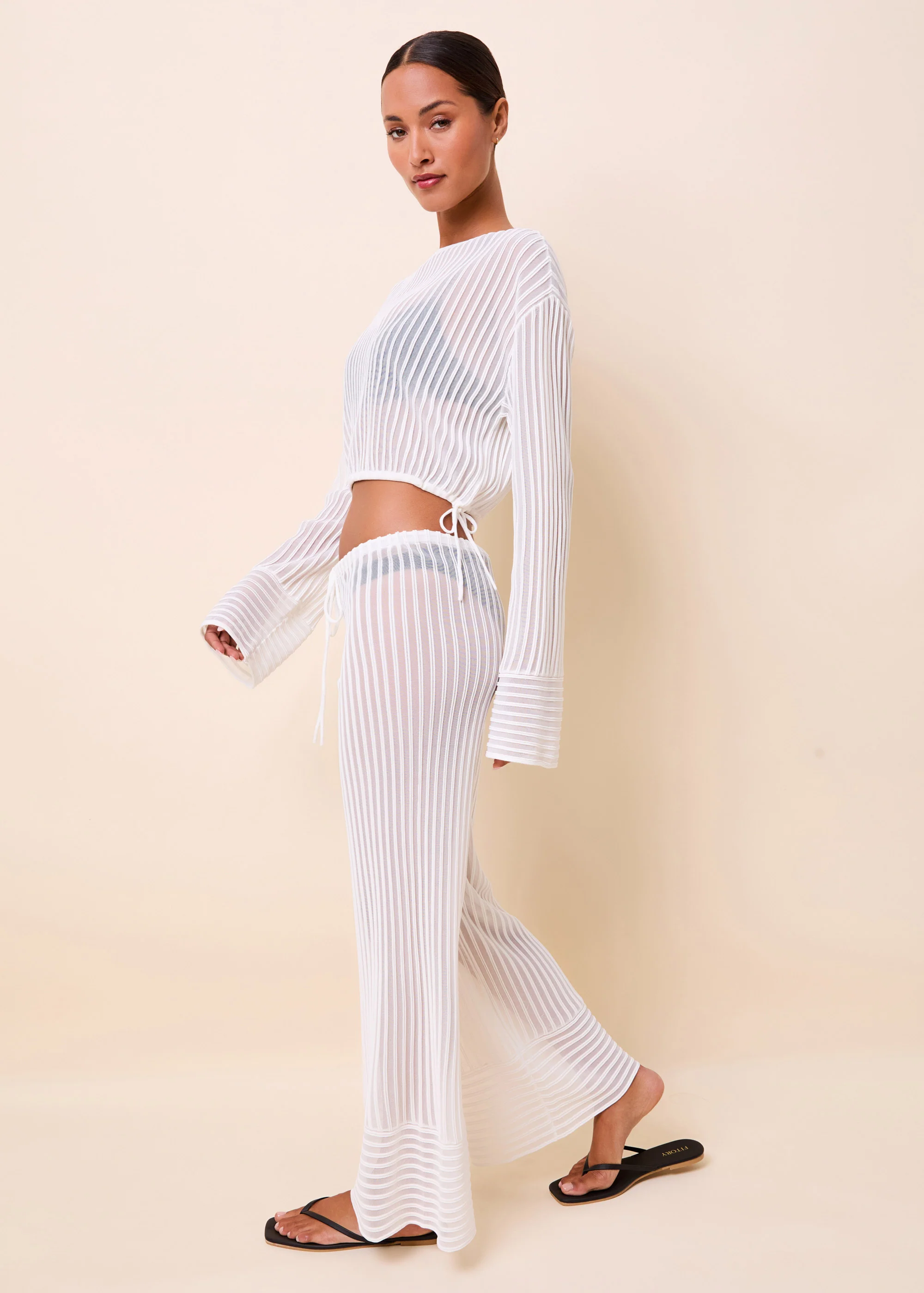Athena Pant Sheer Stripe Optic White - Image 2