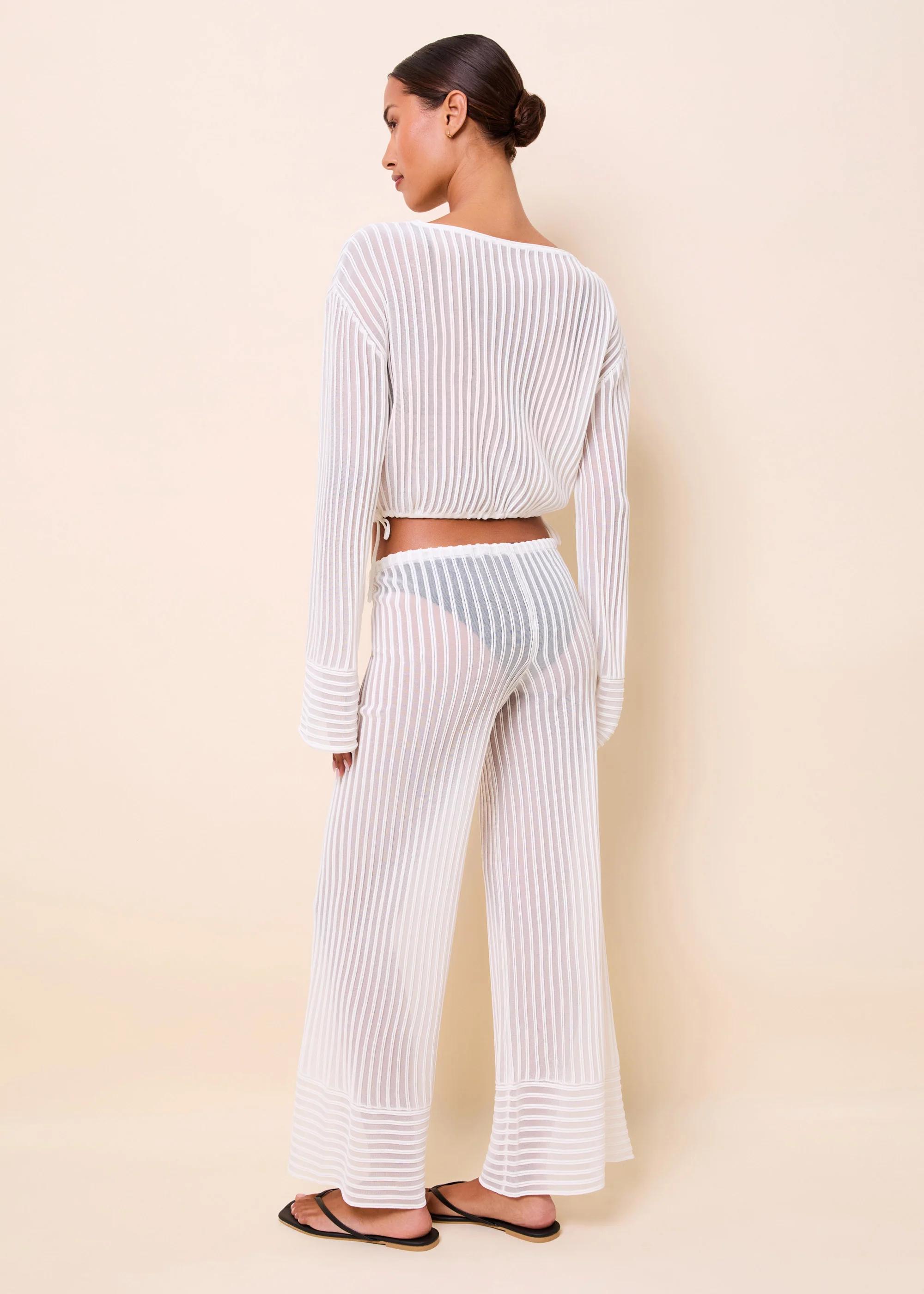 Athena Pant Sheer Stripe Optic White - Image 3
