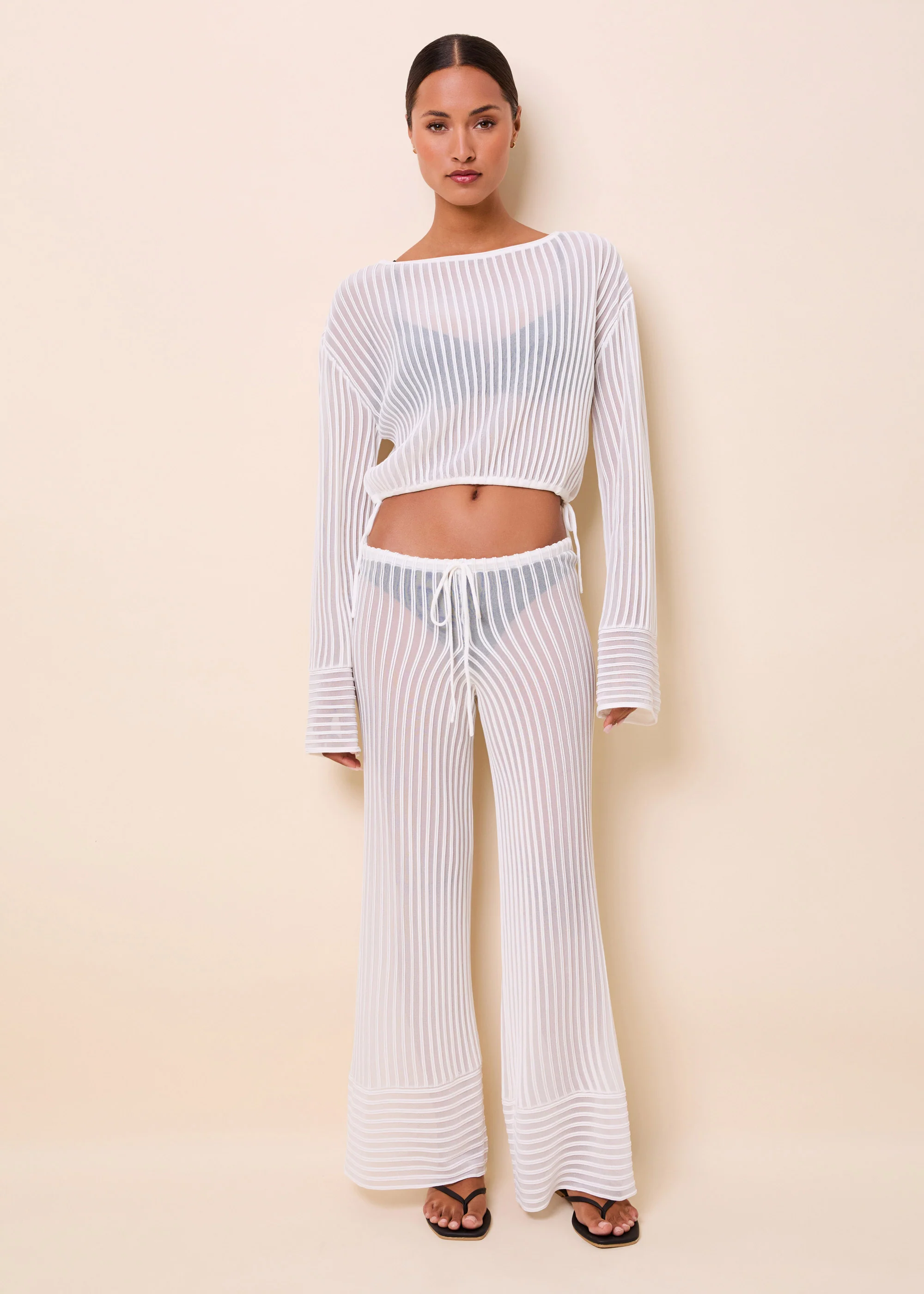 Athena Pant Sheer Stripe Optic White - Image 5