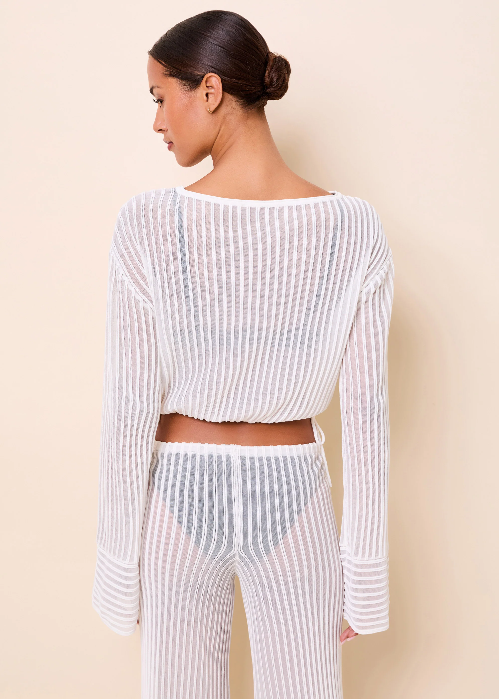 Athena Top Sheer Stripe Optic White - Image 2