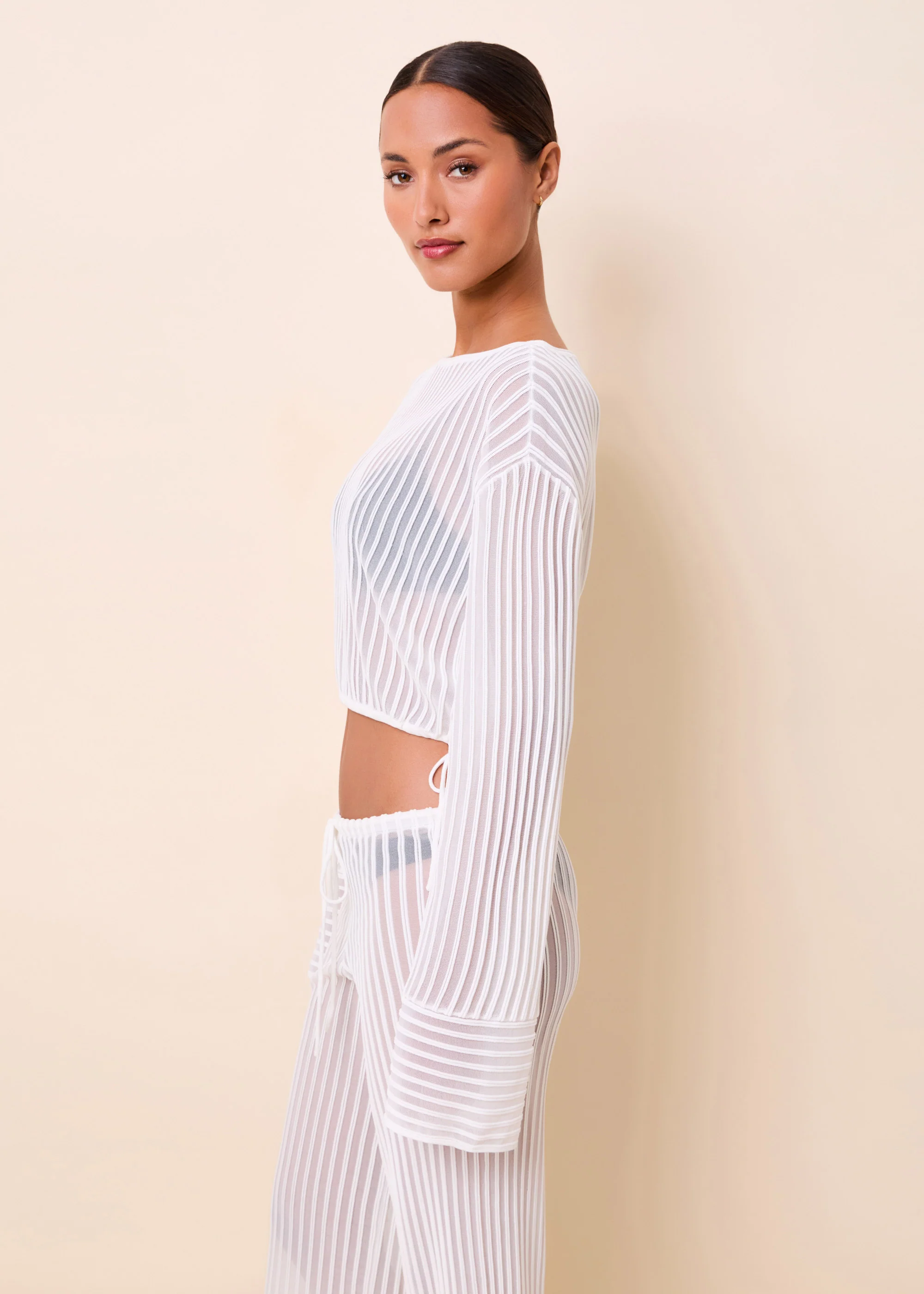 Athena Top Sheer Stripe Optic White - Image 3