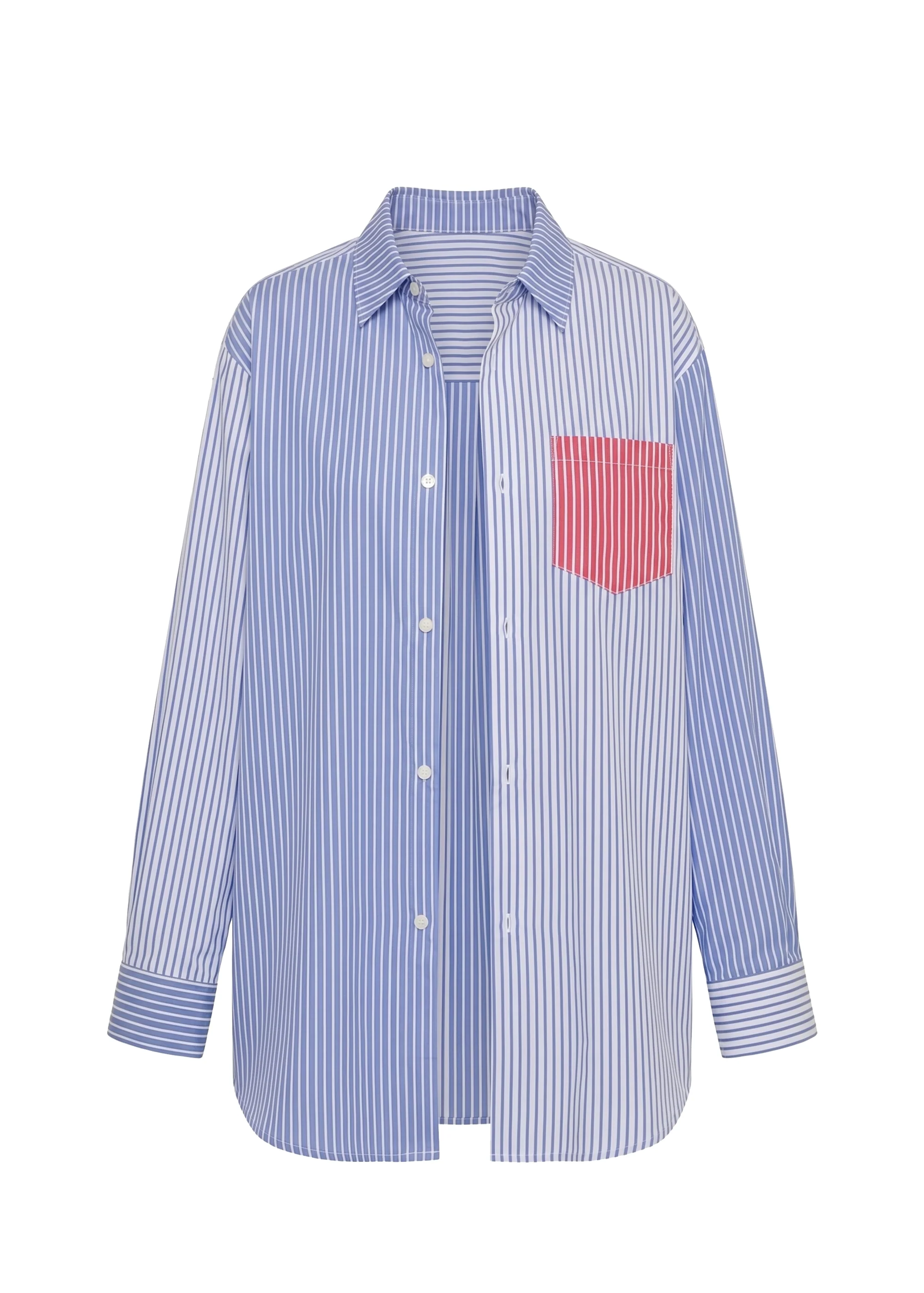 Avril Button Down Colorblock Marina Blue Stripe - Image 7