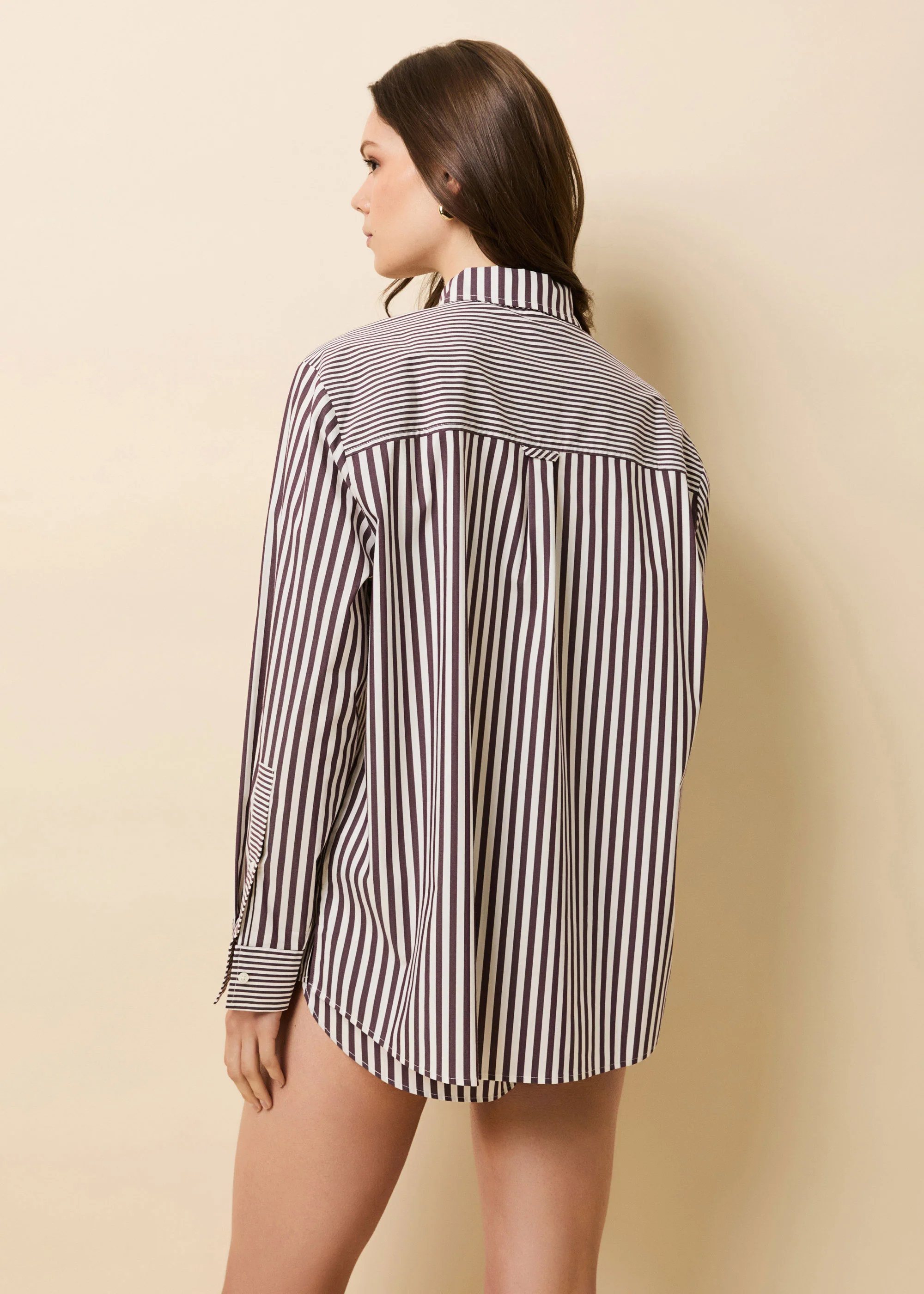 Avril Button Down Shirt Raisin Brown / Brule Stripe - Image 3