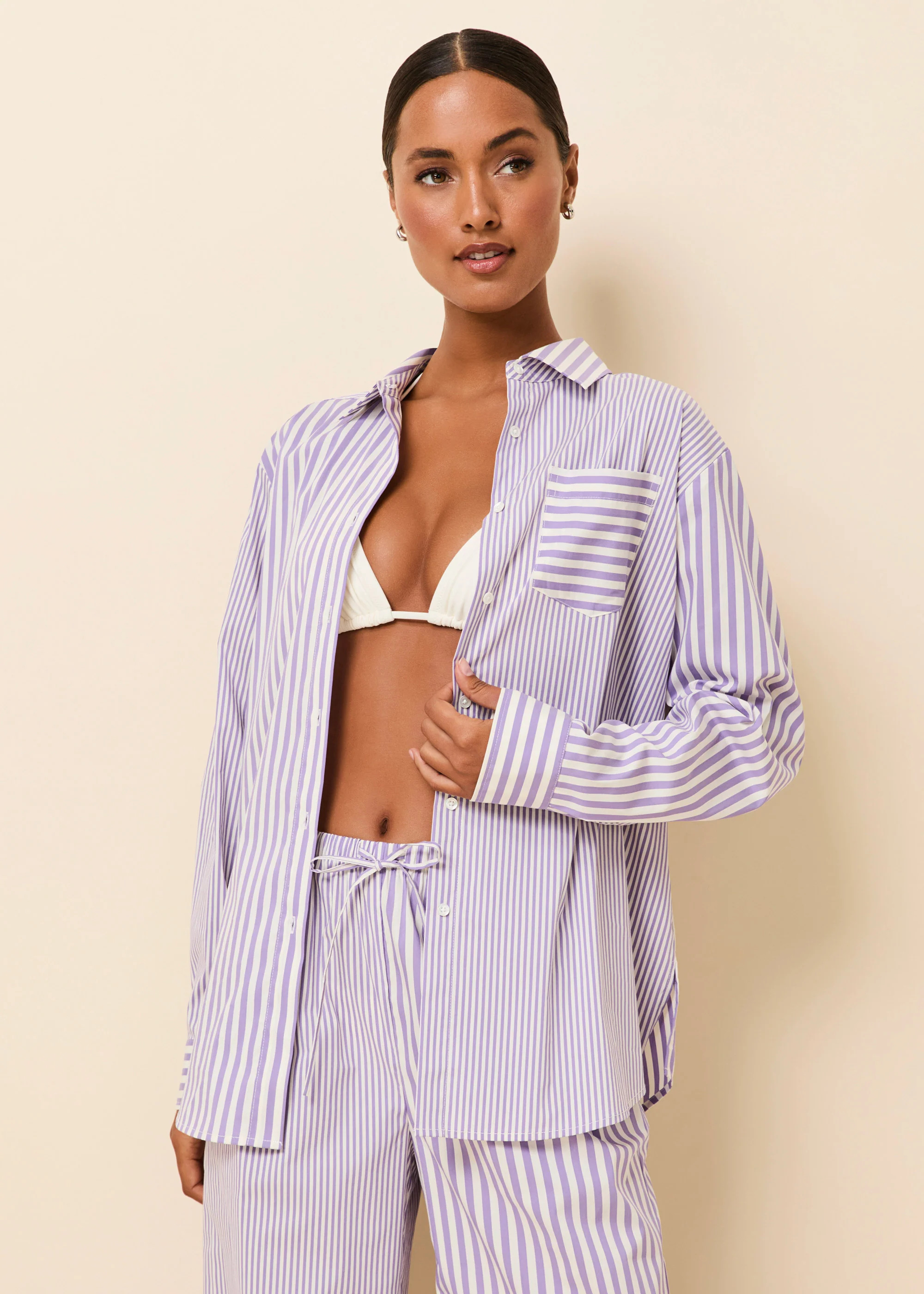 Avril Button Down Ultra Violet Stripe - Image 4