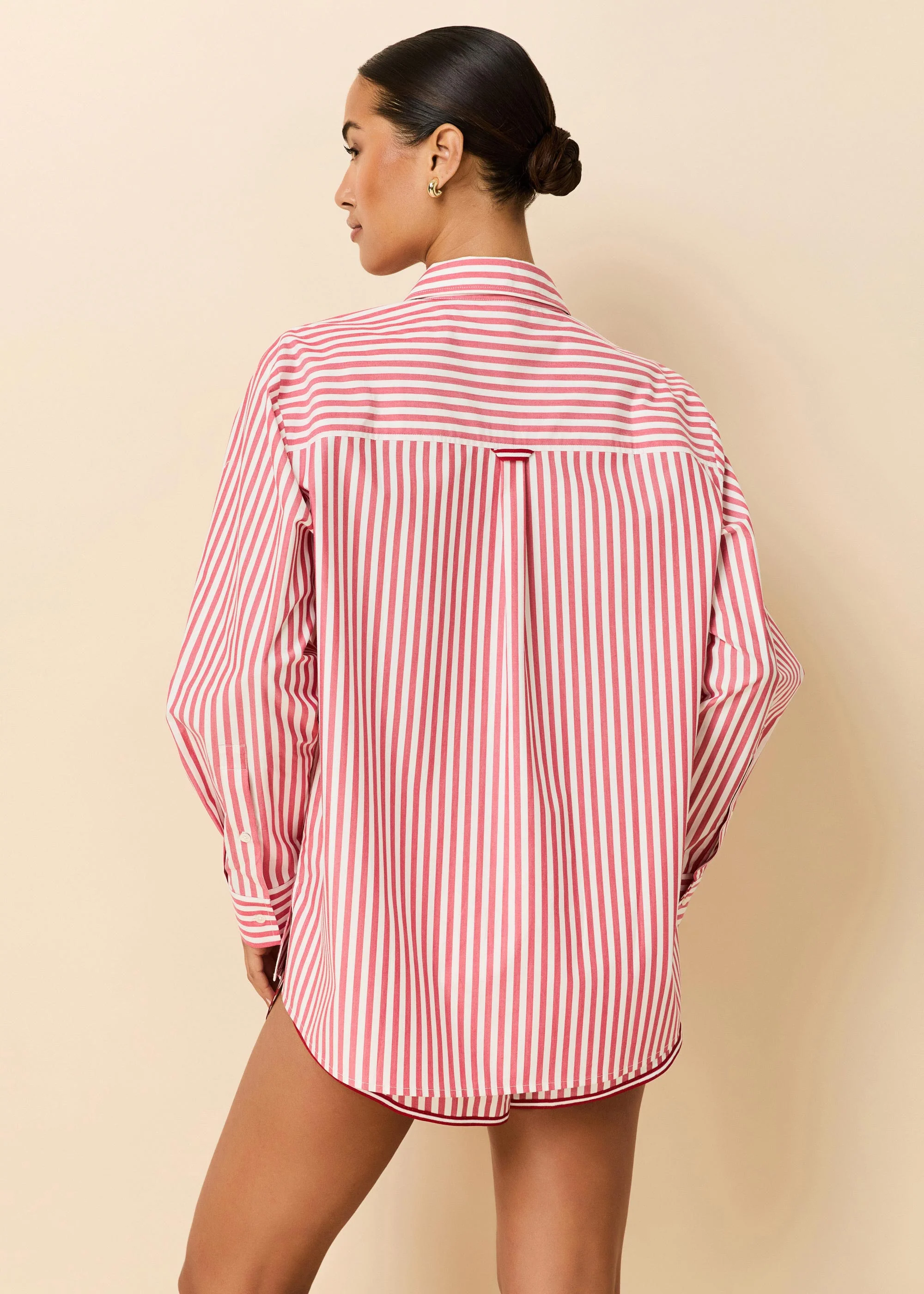 Avril Button Down Washed Red / Optic White Stripe - Image 2