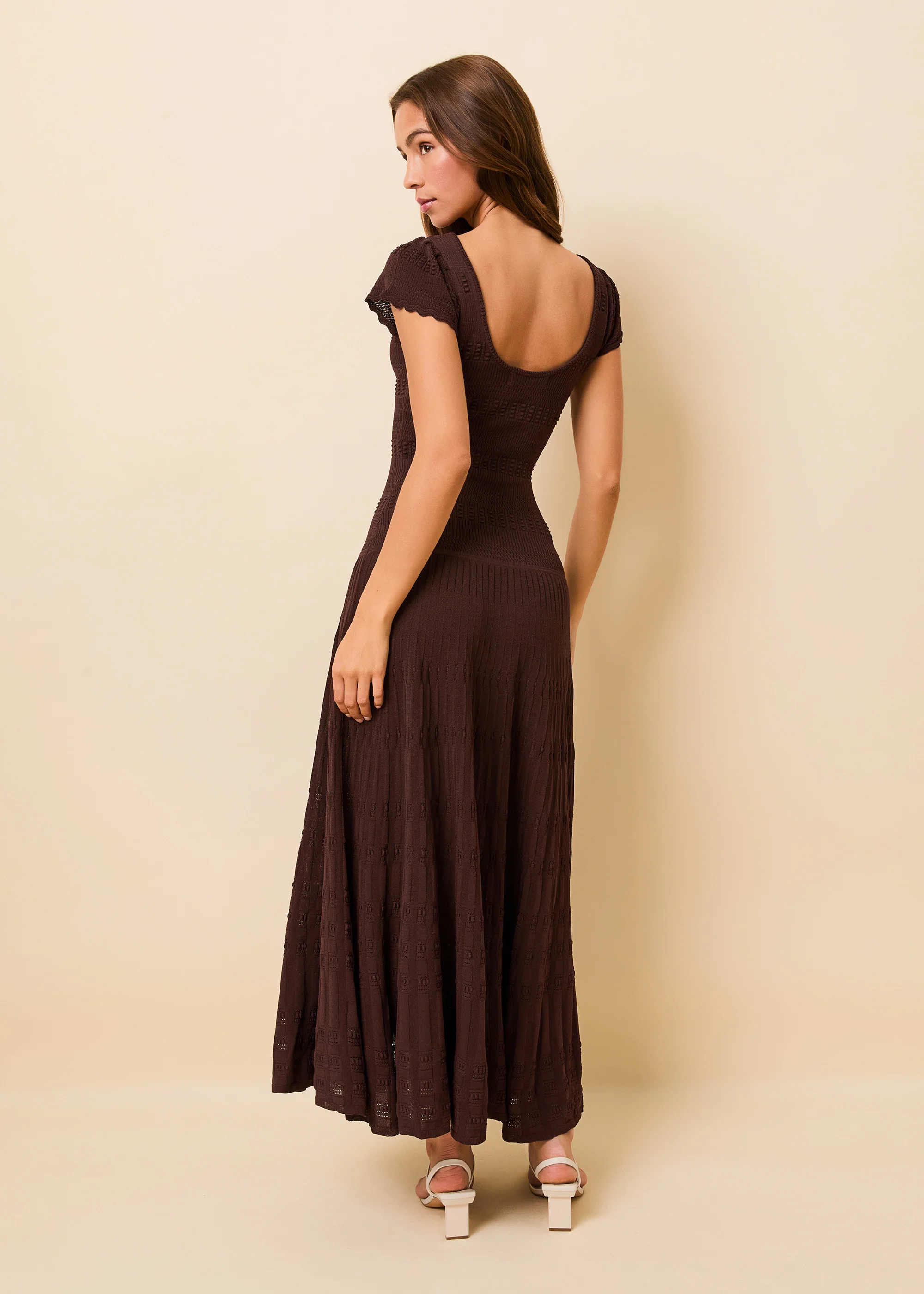 Belle Dress Pointelle Lace Knit Truffle - Image 3