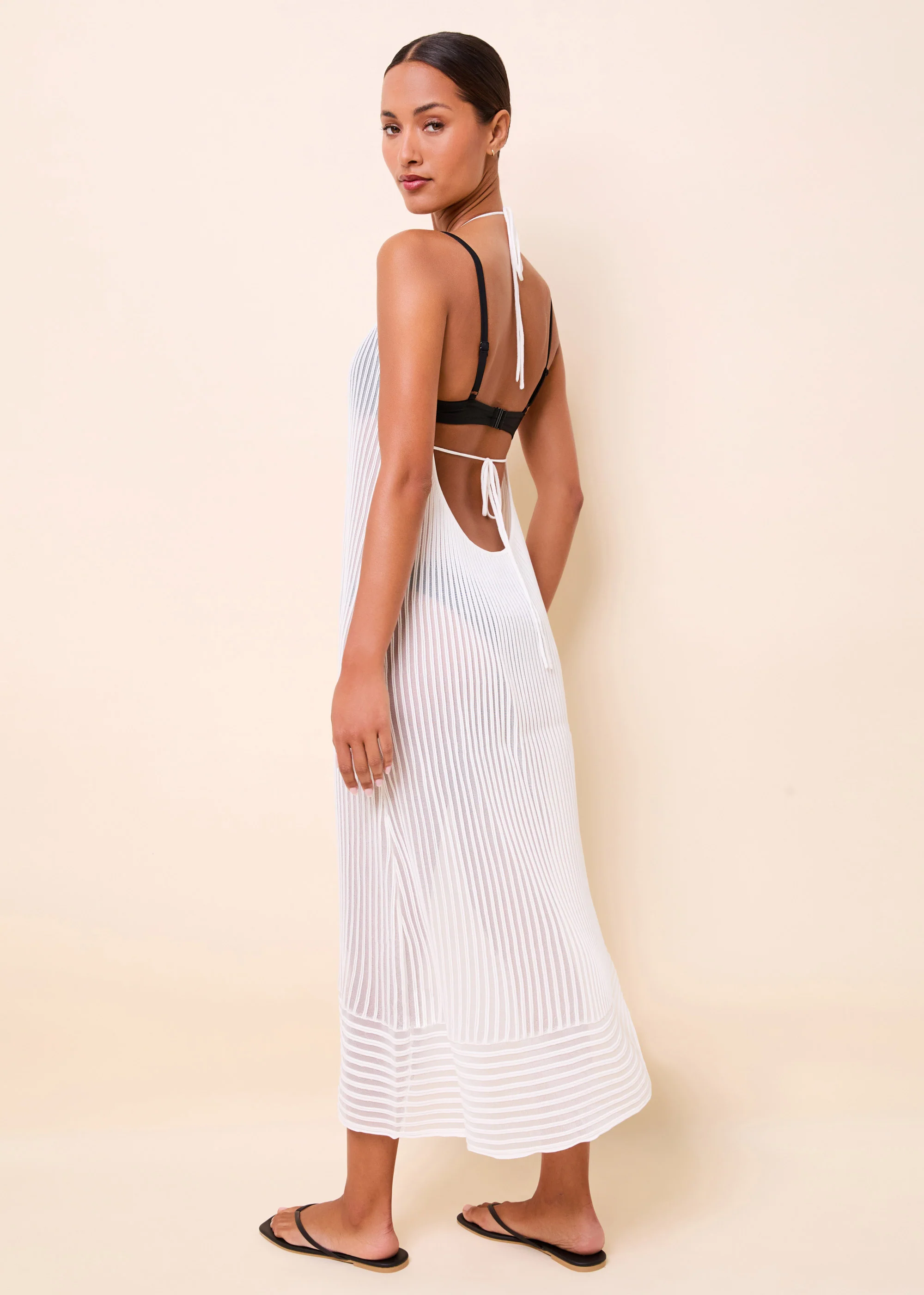 Callisto Dress Sheer Stripe Optic White - Image 2