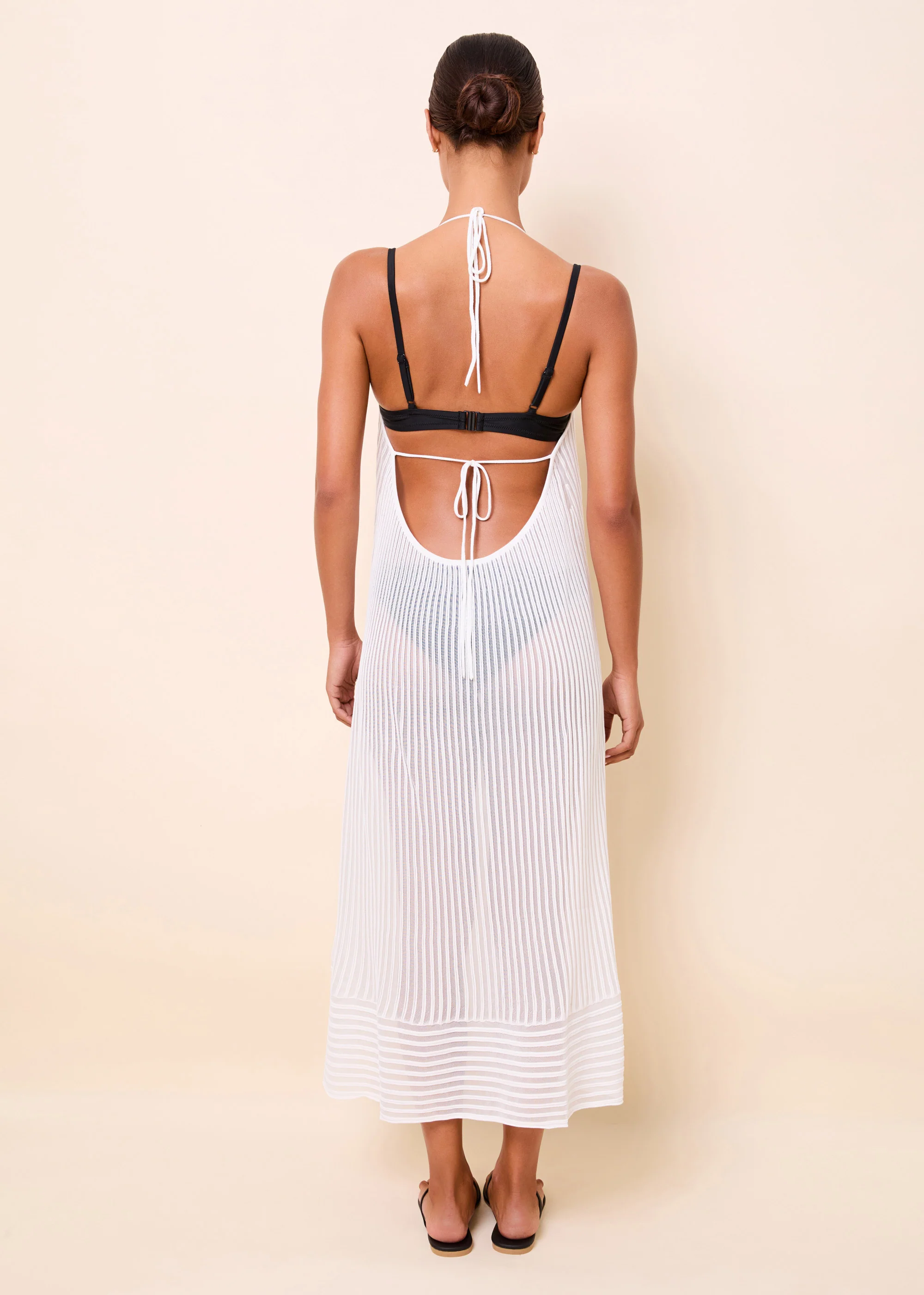 Callisto Dress Sheer Stripe Optic White - Image 3
