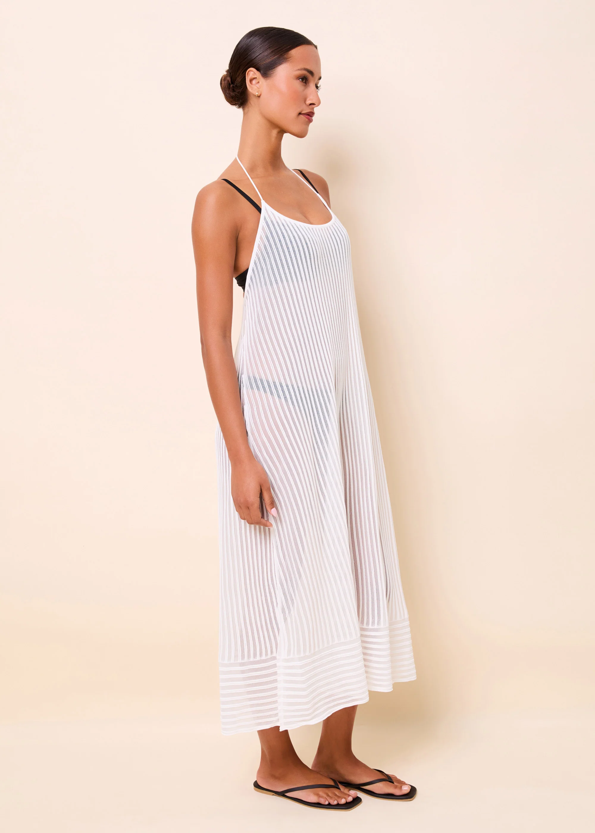 Callisto Dress Sheer Stripe Optic White - Image 4