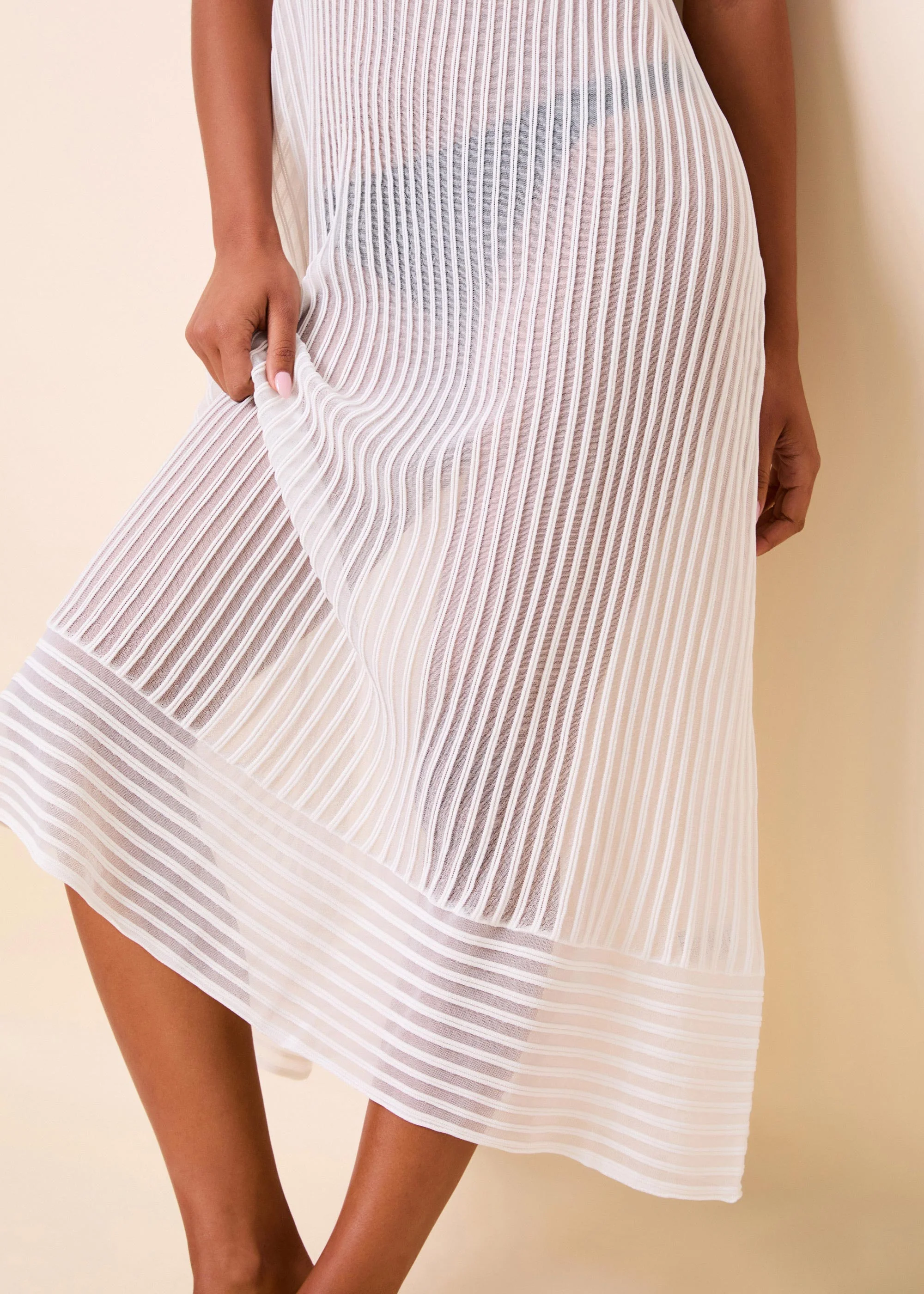 Callisto Dress Sheer Stripe Optic White - Image 5