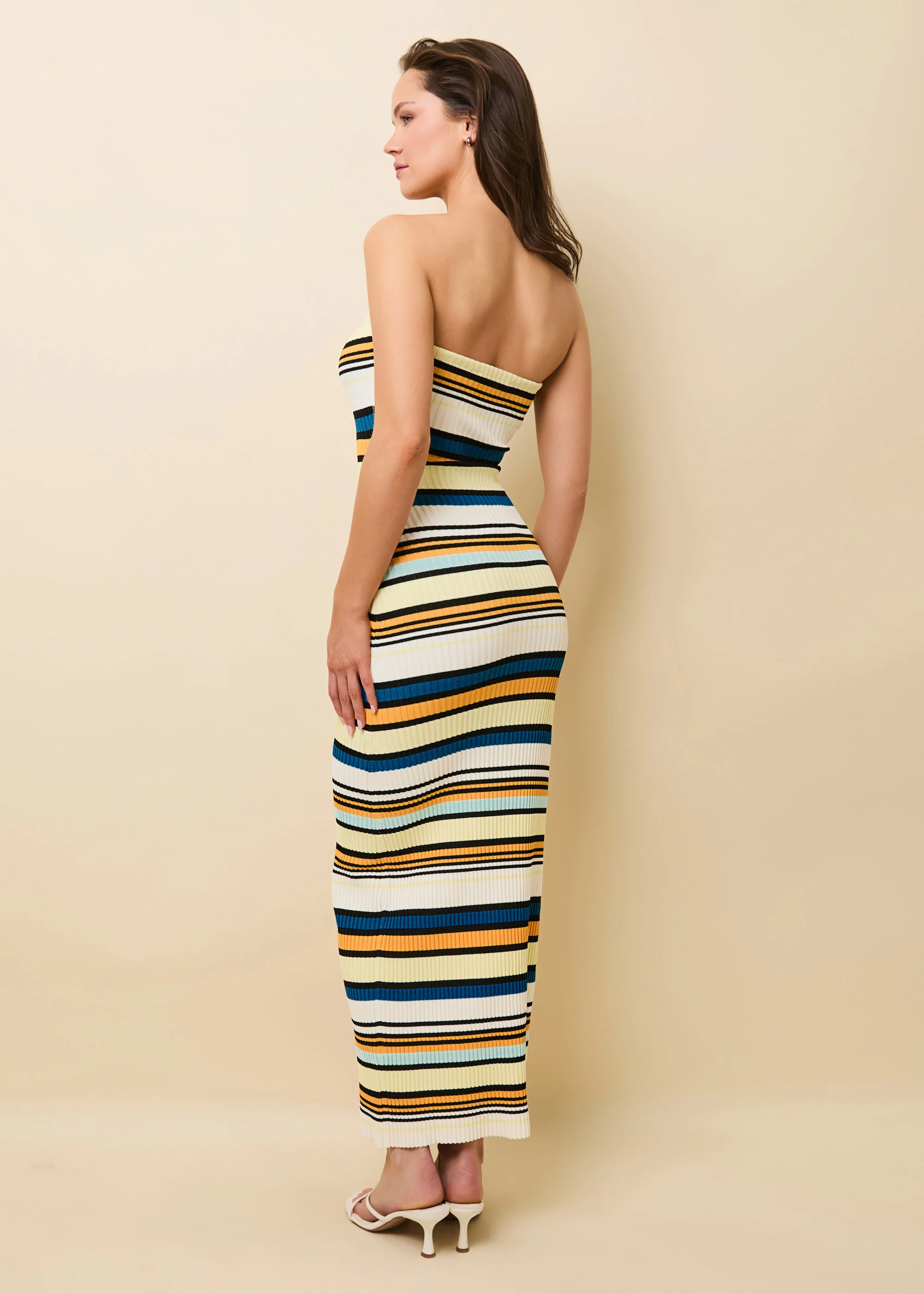 Caroline Ribbed Dress Riviera Stripe - Image 4