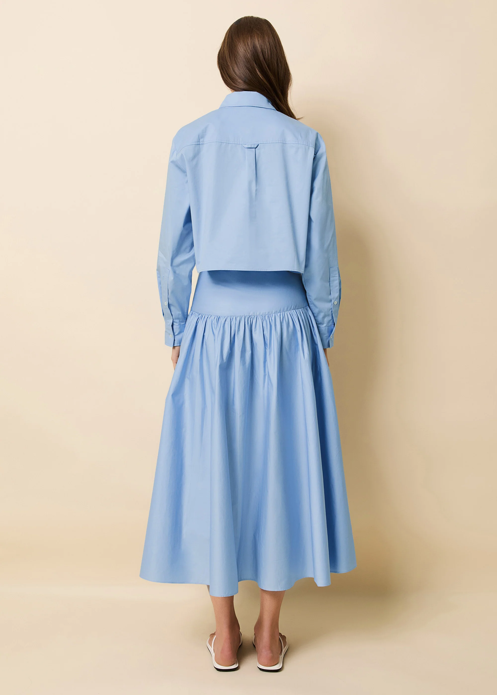 Cropped Avril Top Poplin Open Water - Image 3