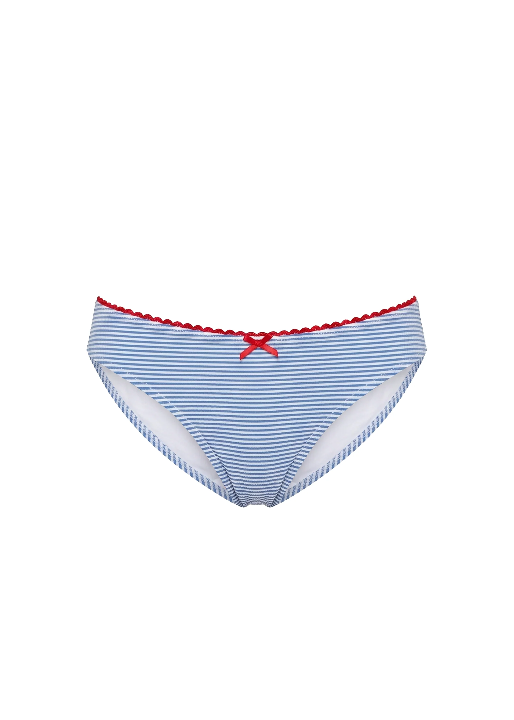 Daphne Bikini Bottom Seersucker Marina Blue Stripe / Lipstick Red - Image 5
