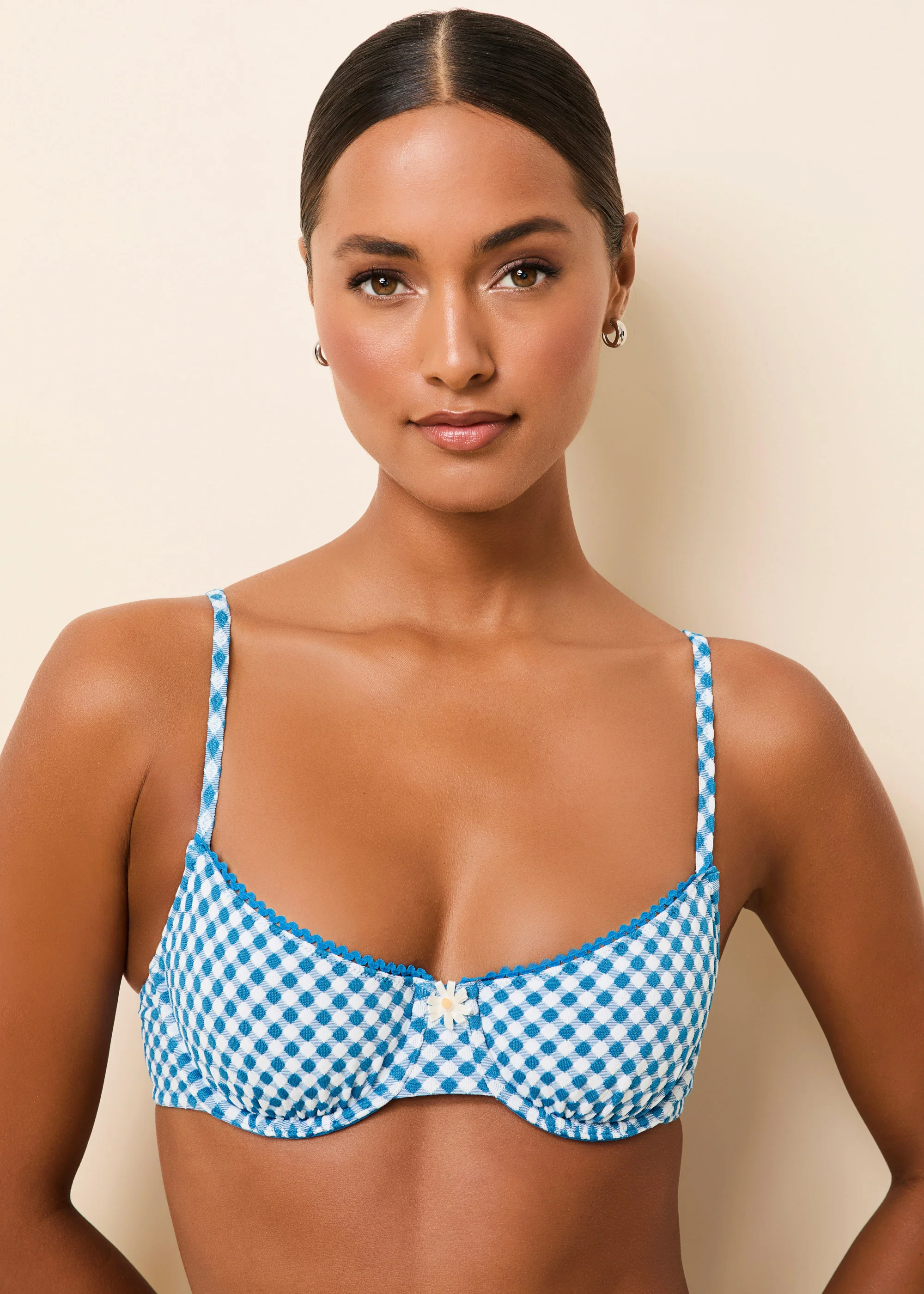 Daphne Bikini Top Cosmic Blue Gingham - Image 4