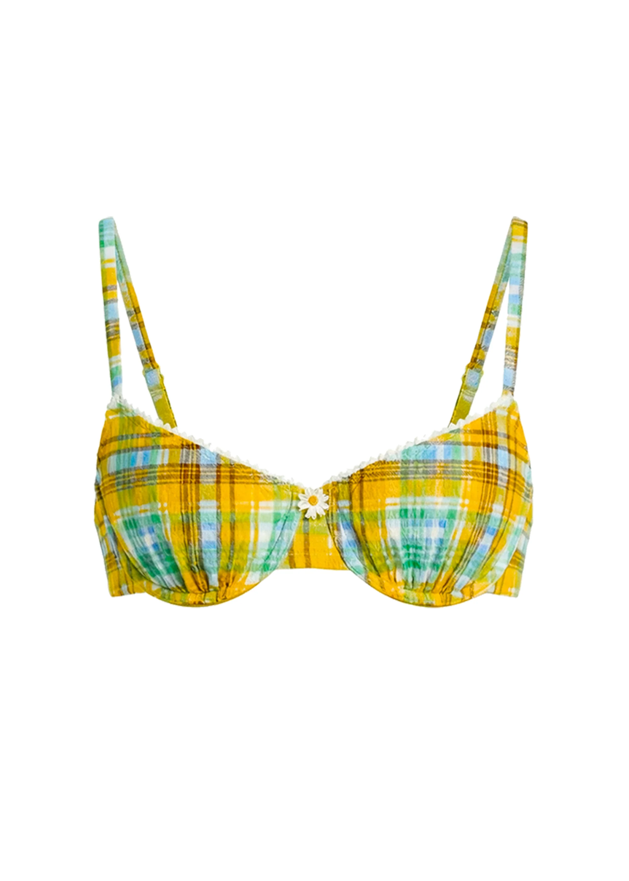 Daphne Bikini Top Seersucker Pineapple Plaid - Image 6