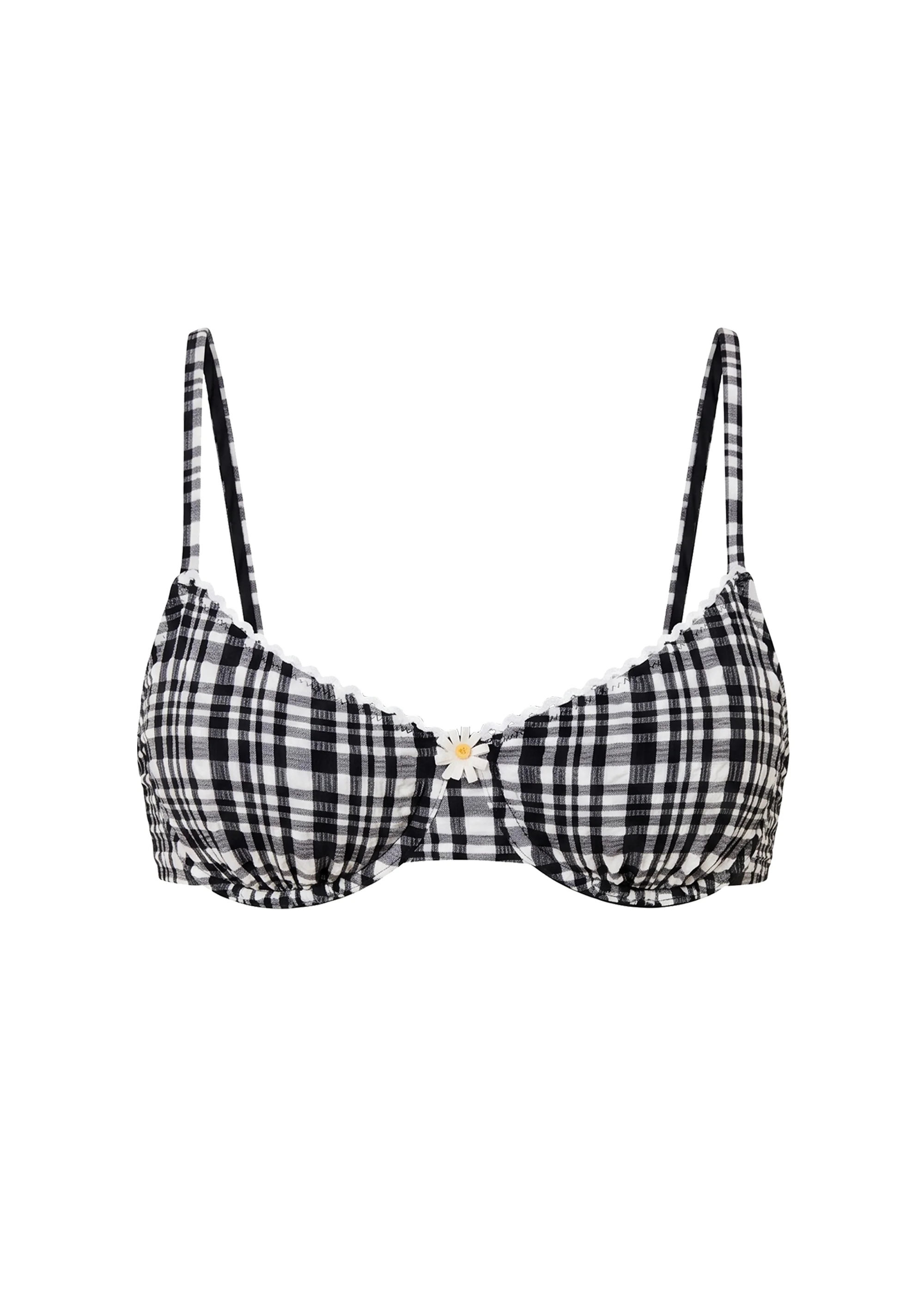 Daphne Bikini Top Puckered Plaid Noir - Image 6
