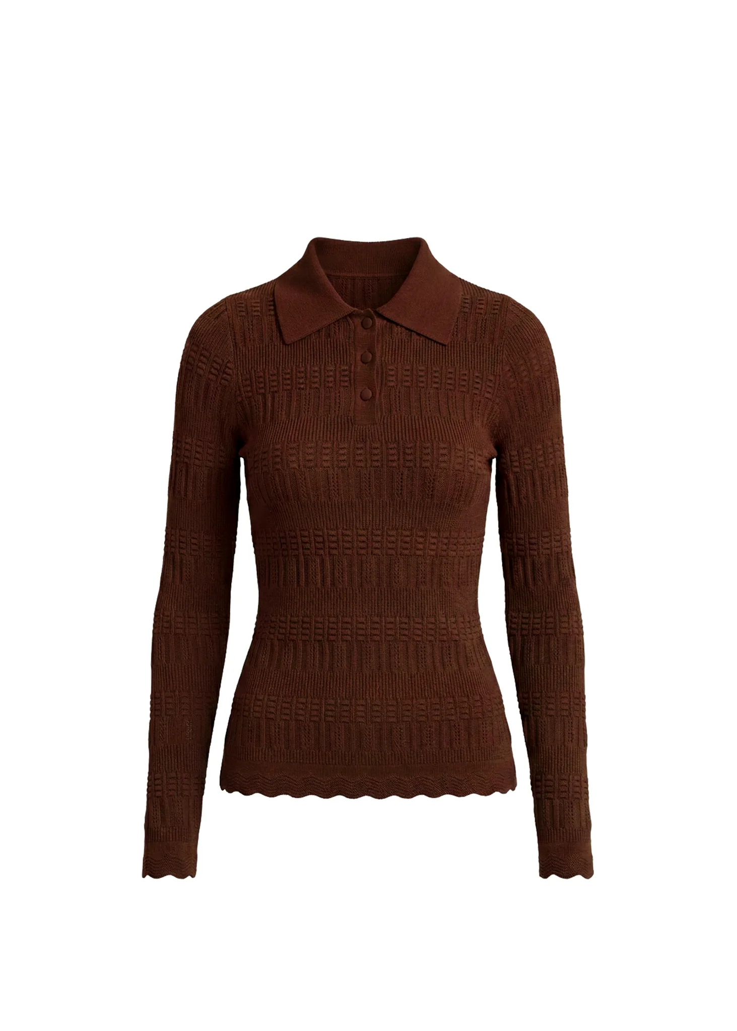 Debra Top Pointelle Lace Knit Truffle - Image 5