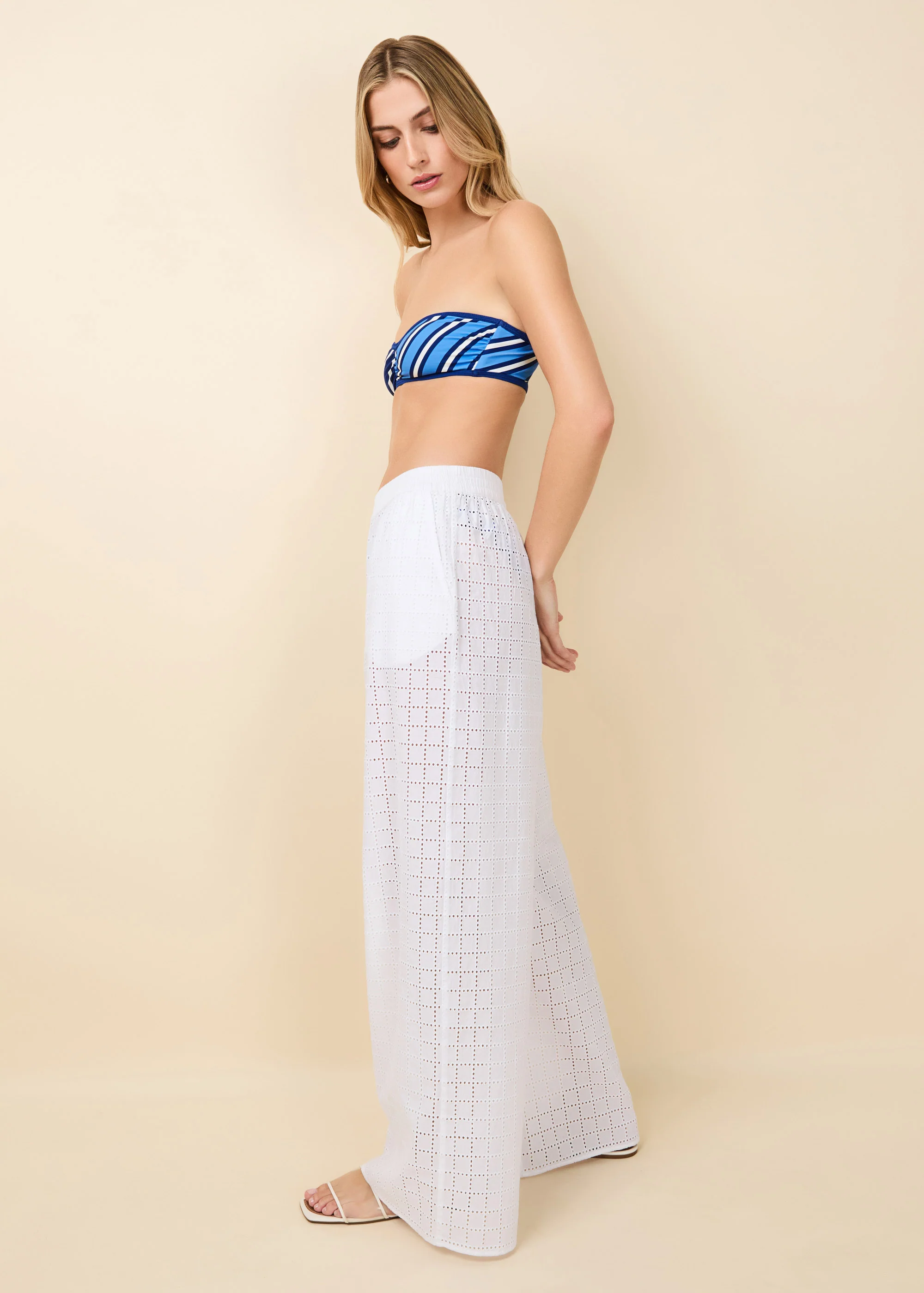 Delaney Pant Grid Eyelet Optic White - Image 3