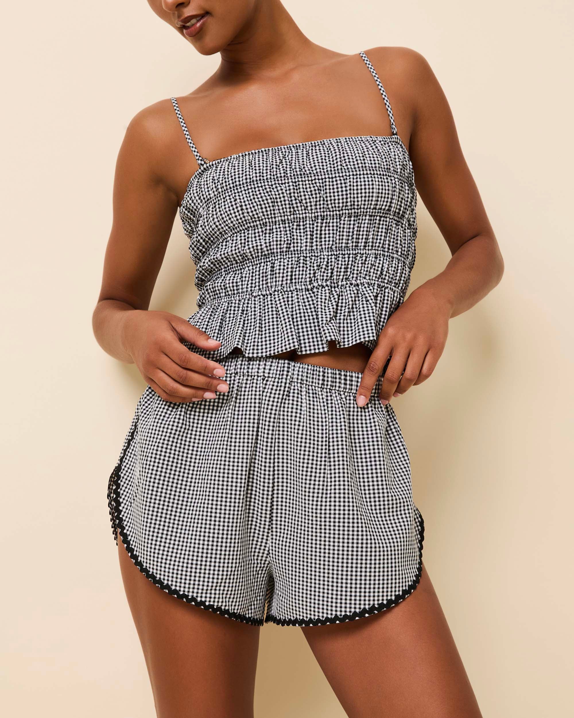 Delilah Convertible Top Seersucker Noir Gingham - Image 2