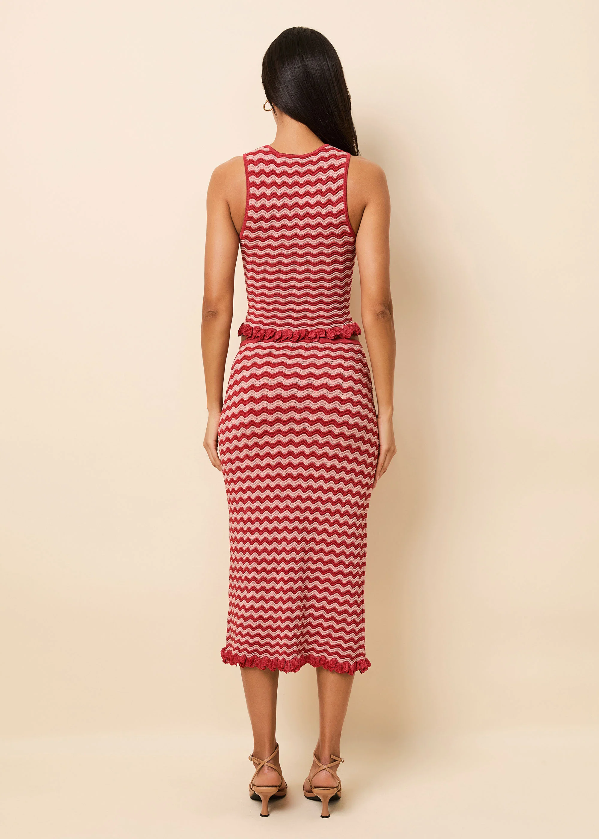Diana Top Wavy Rib Rooftop Red / Sandbar Stripe - Image 3