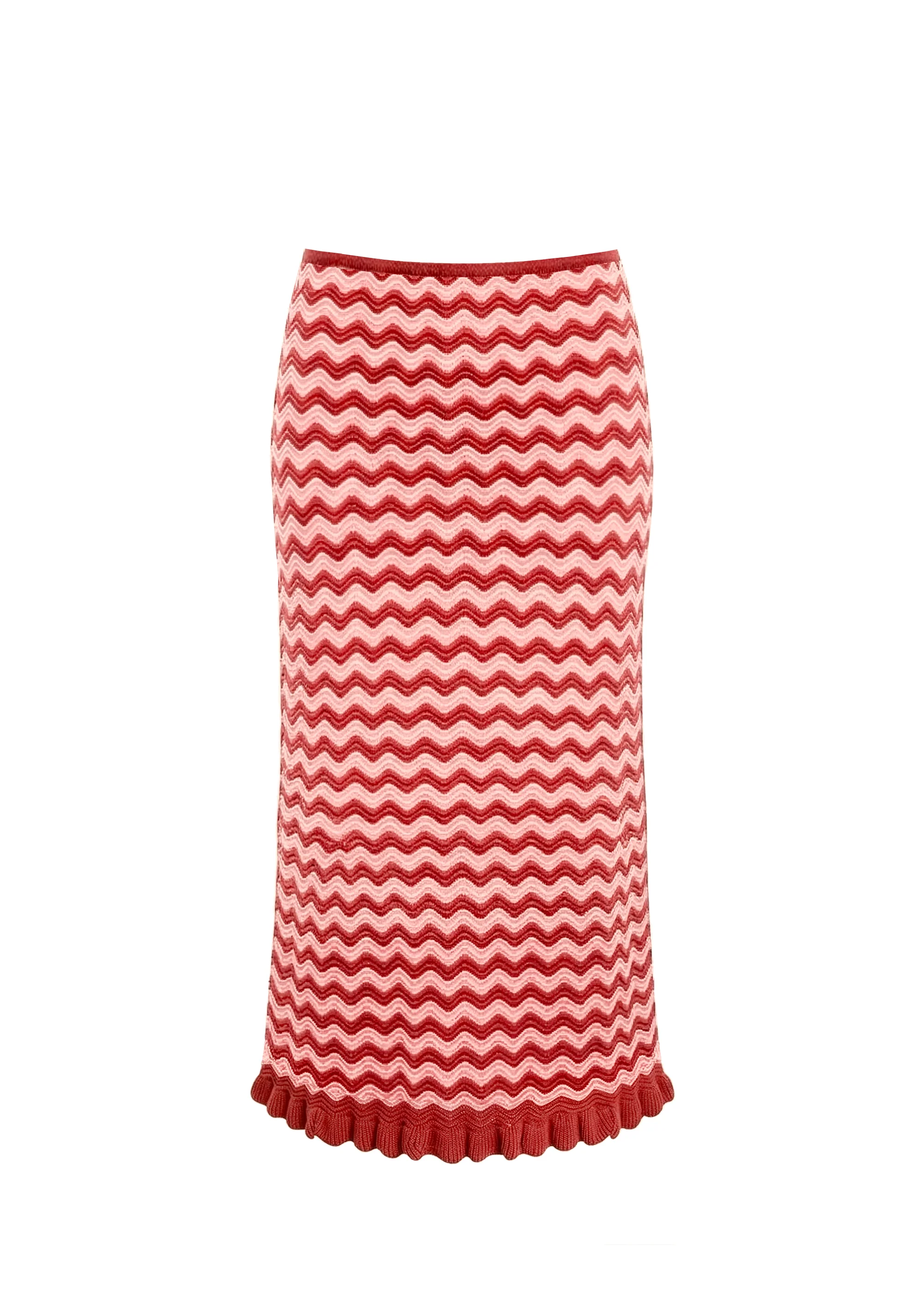 Diana Skirt Wavy Rib Rooftop Red / Sandbar Stripe - Image 6