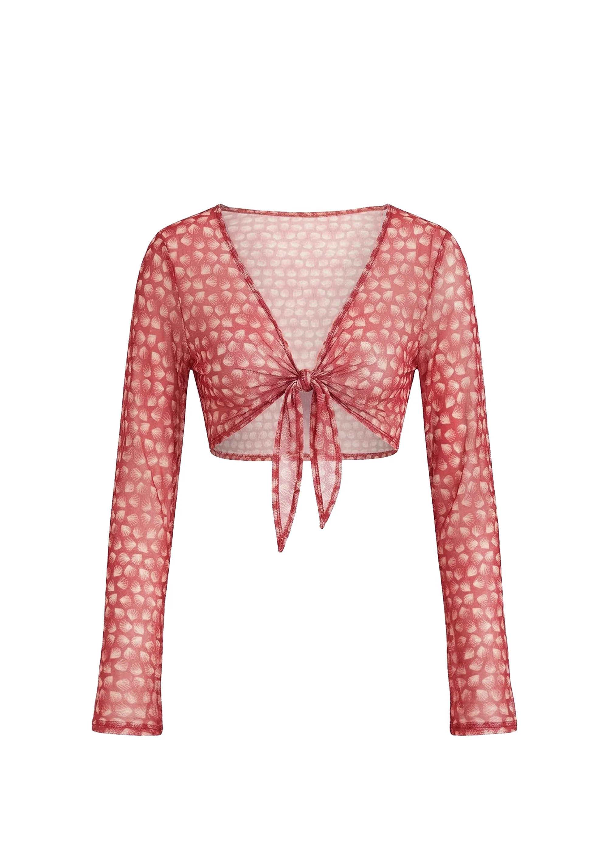 Dolly Tie Top Mesh Rooftop Red Shell Print - Image 6