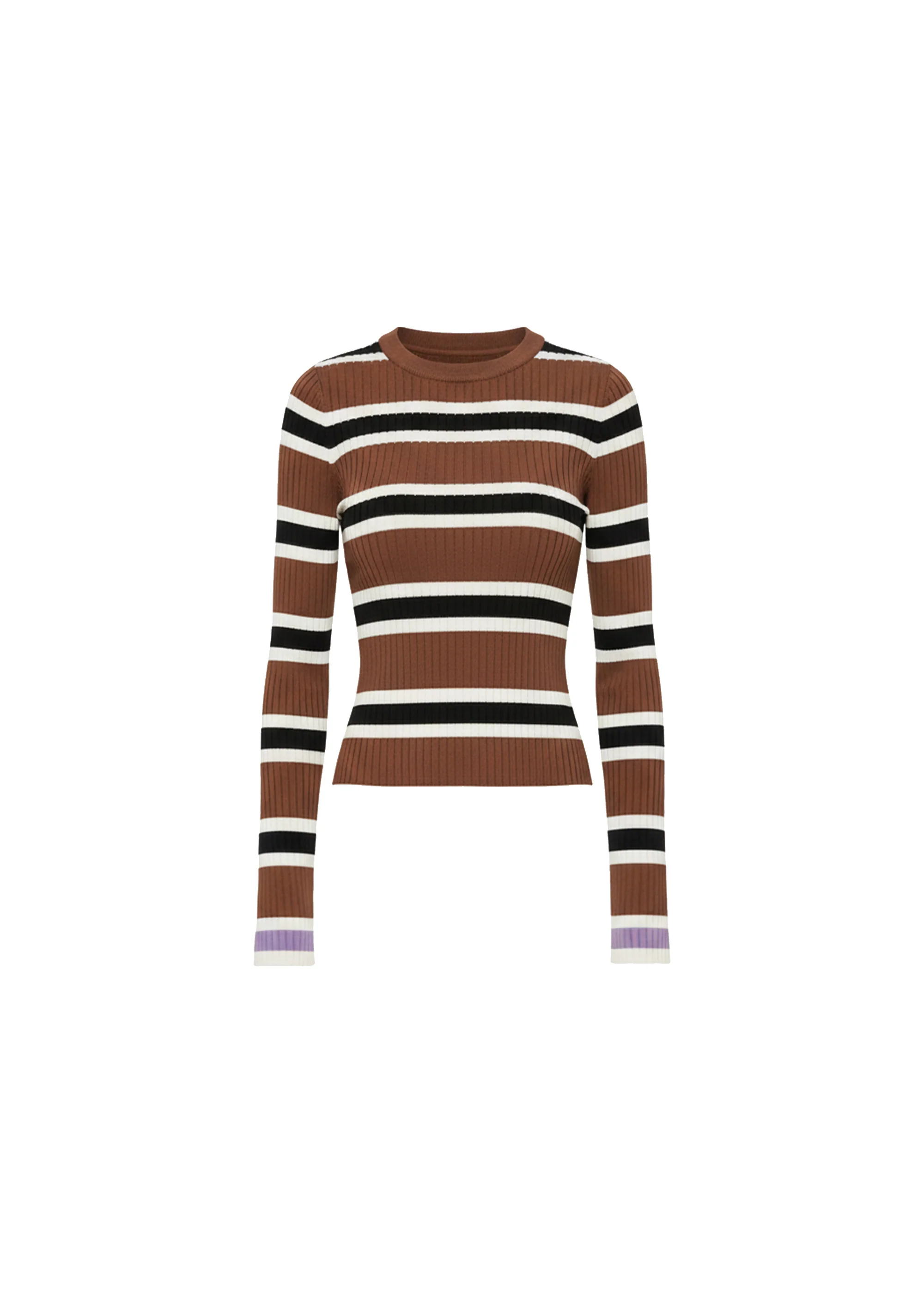 Dora Ribbed Knit Top Coconut / Noir Stripe - Image 5
