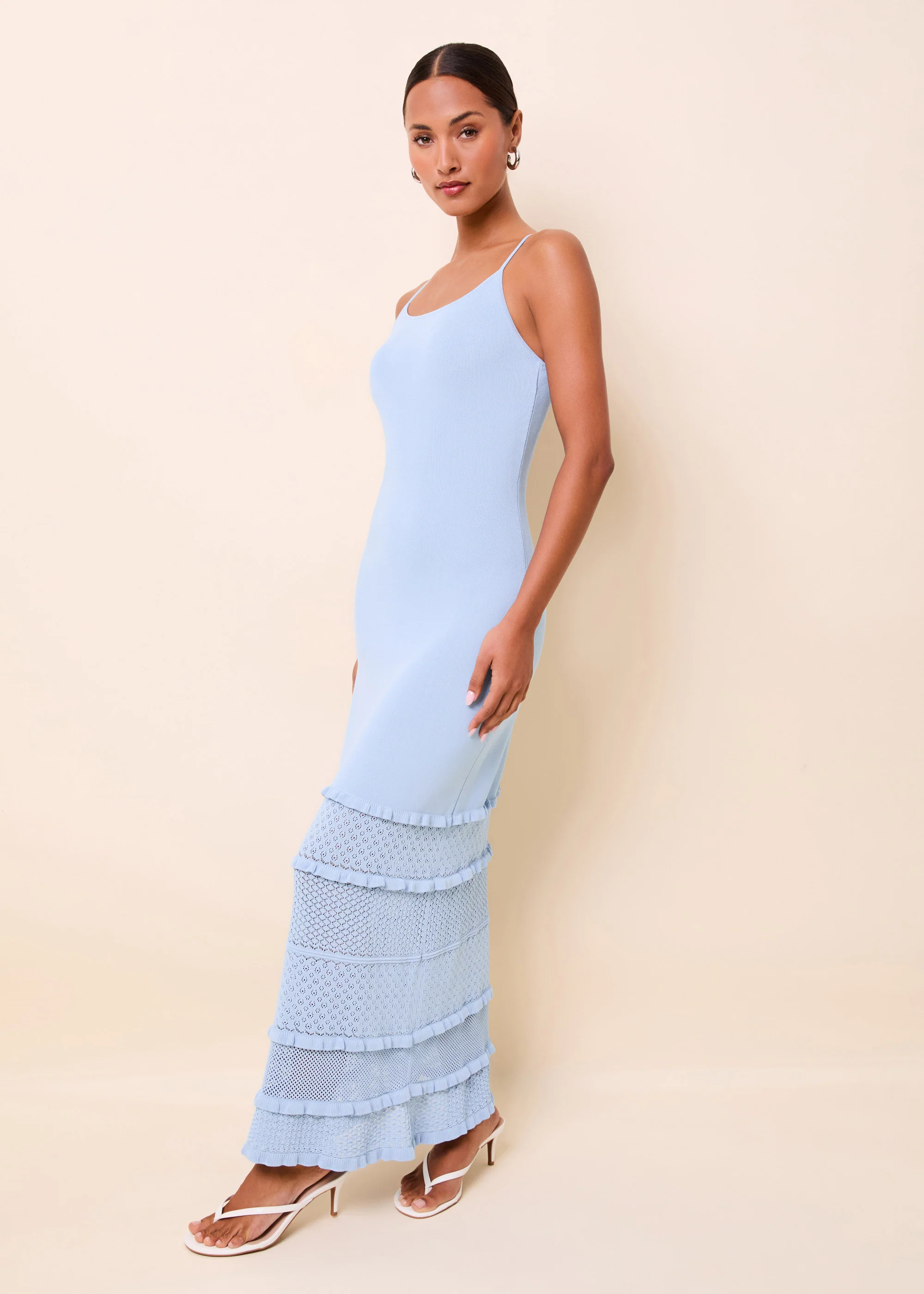 Gabrielle Dress Patchwork Pointelle Seabreeze - Image 3