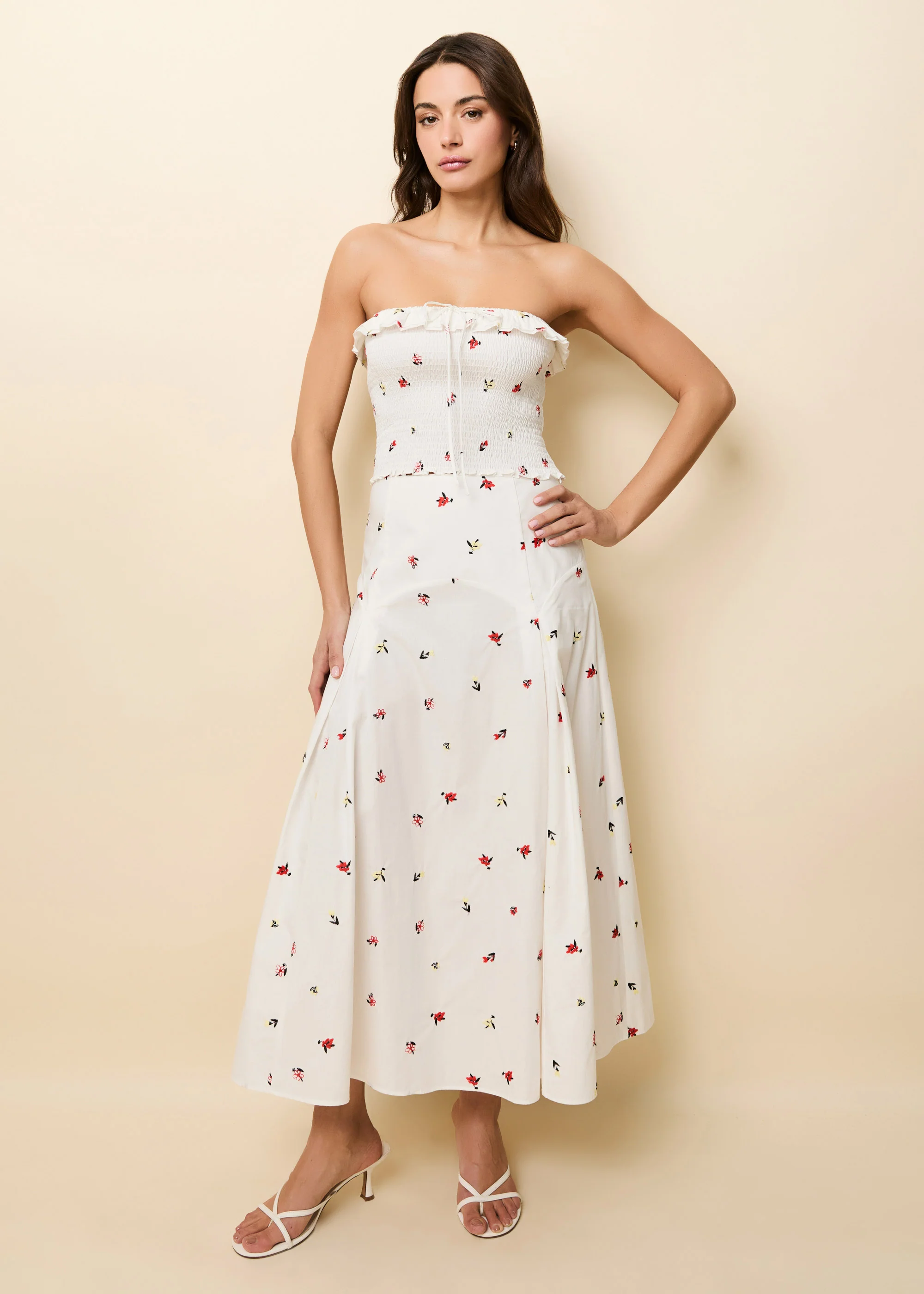 Gael Skirt Poplin Embroidered Floral Optic White - Image 2