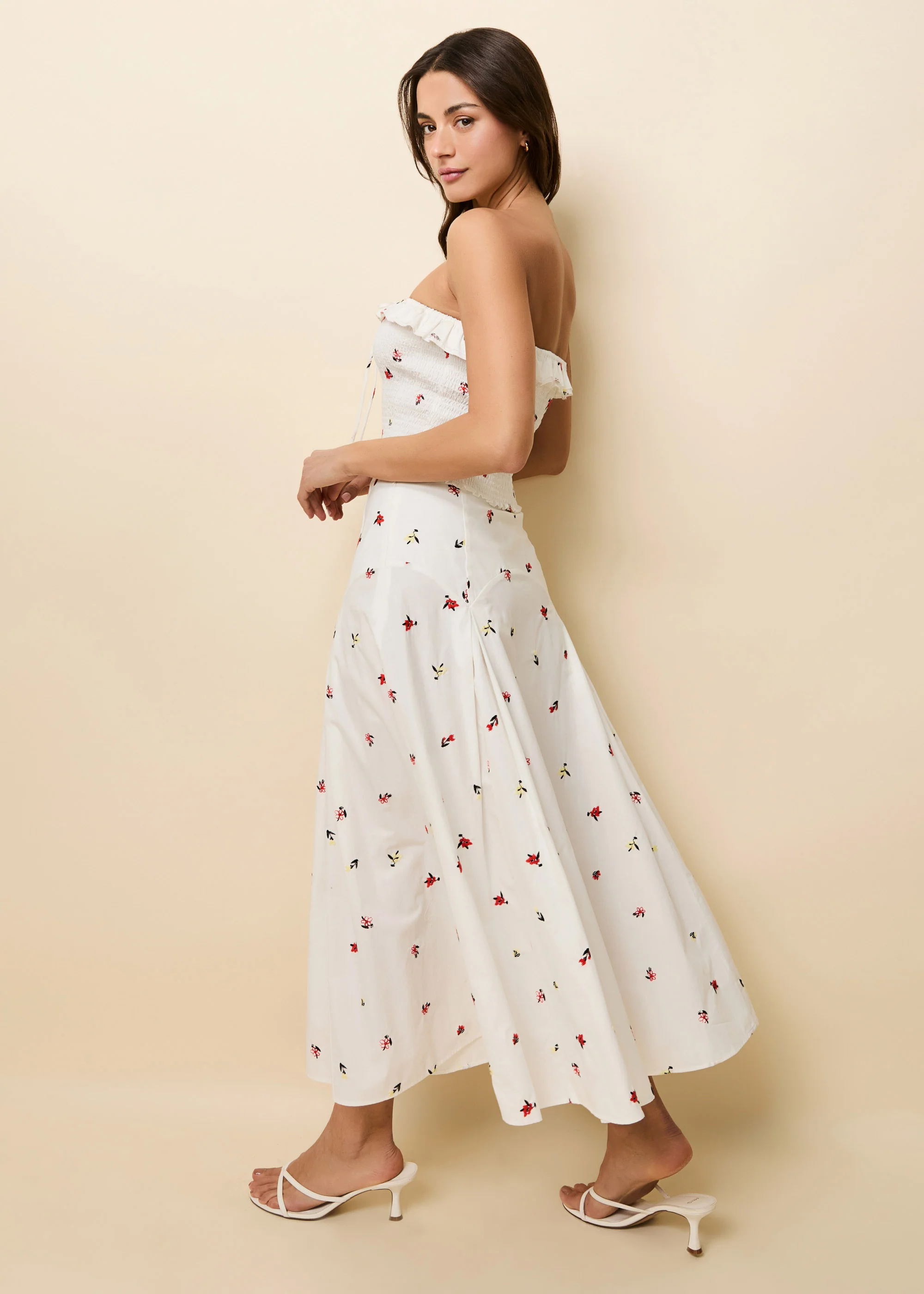 Gael Skirt Poplin Embroidered Floral Optic White - Image 3