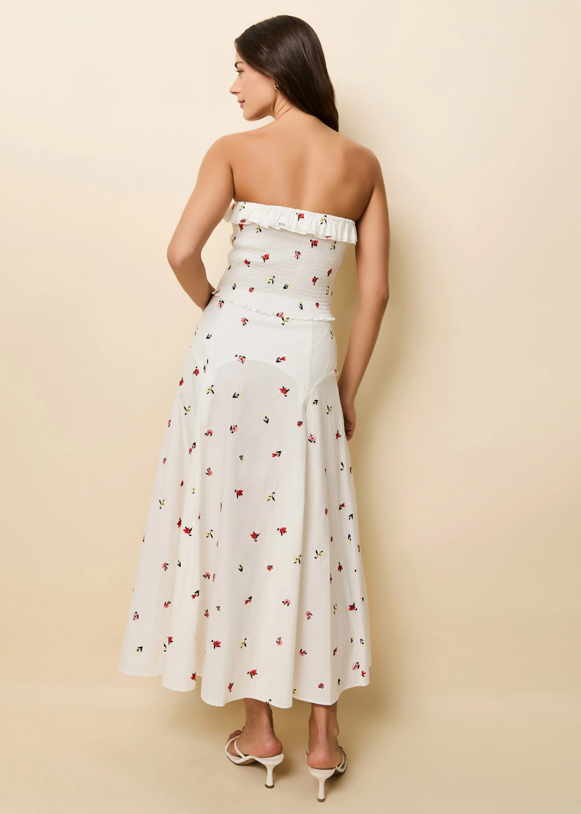 Gael Skirt Poplin Embroidered Floral Optic White - Image 4