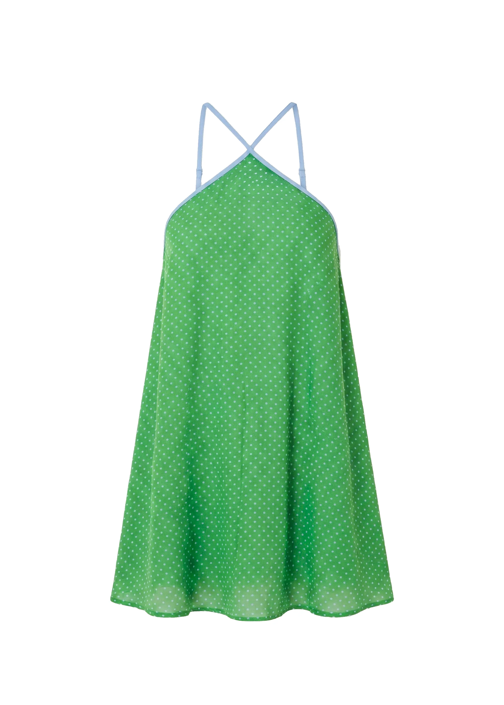 Grace Mini Dress Luxe Drape Turtle Green / Blue Lagoon Mini Dot - Image 6