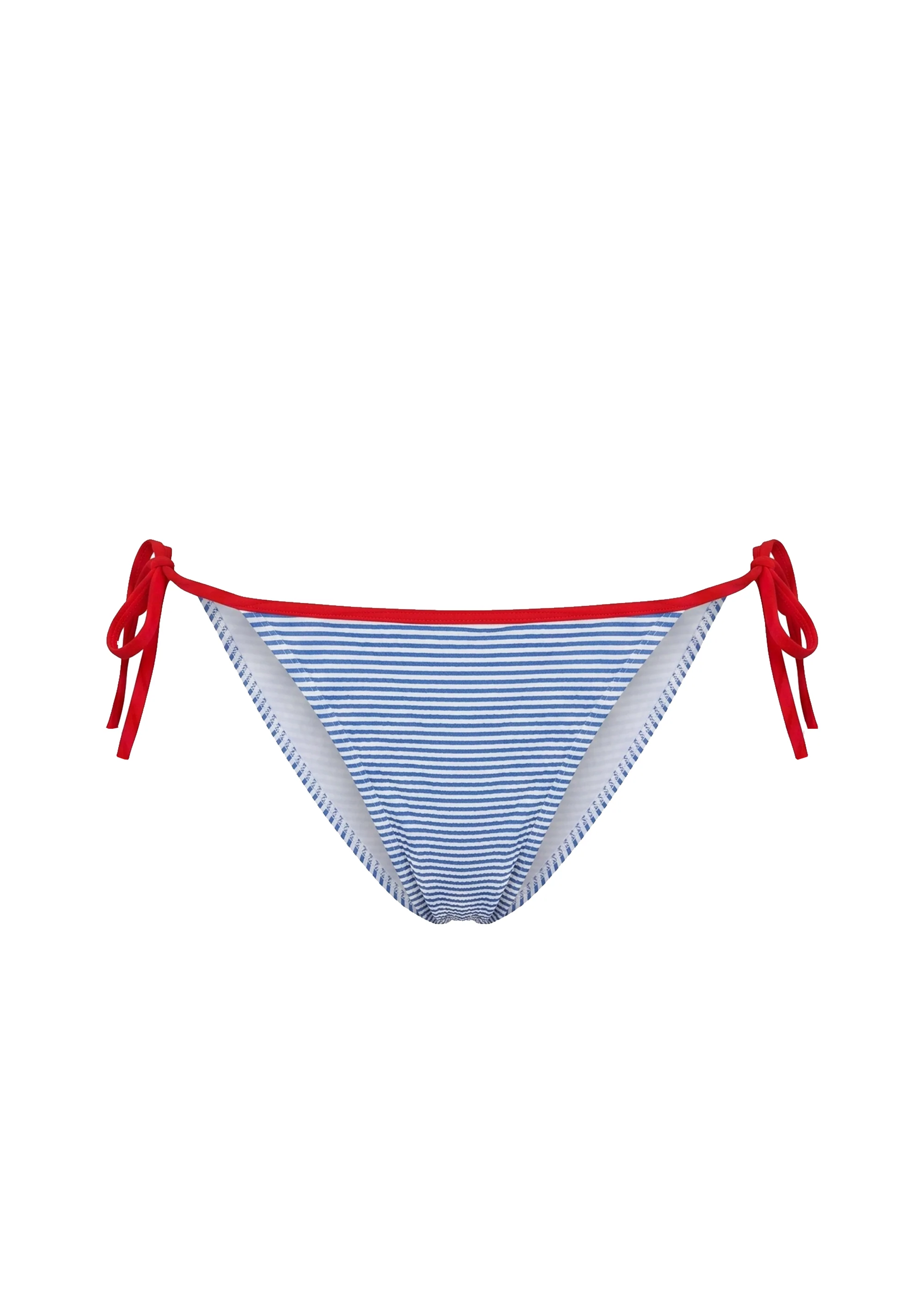 Iris Bikini Bottom Seersucker Marina Blue Stripe / Lipstick Red - Image 5