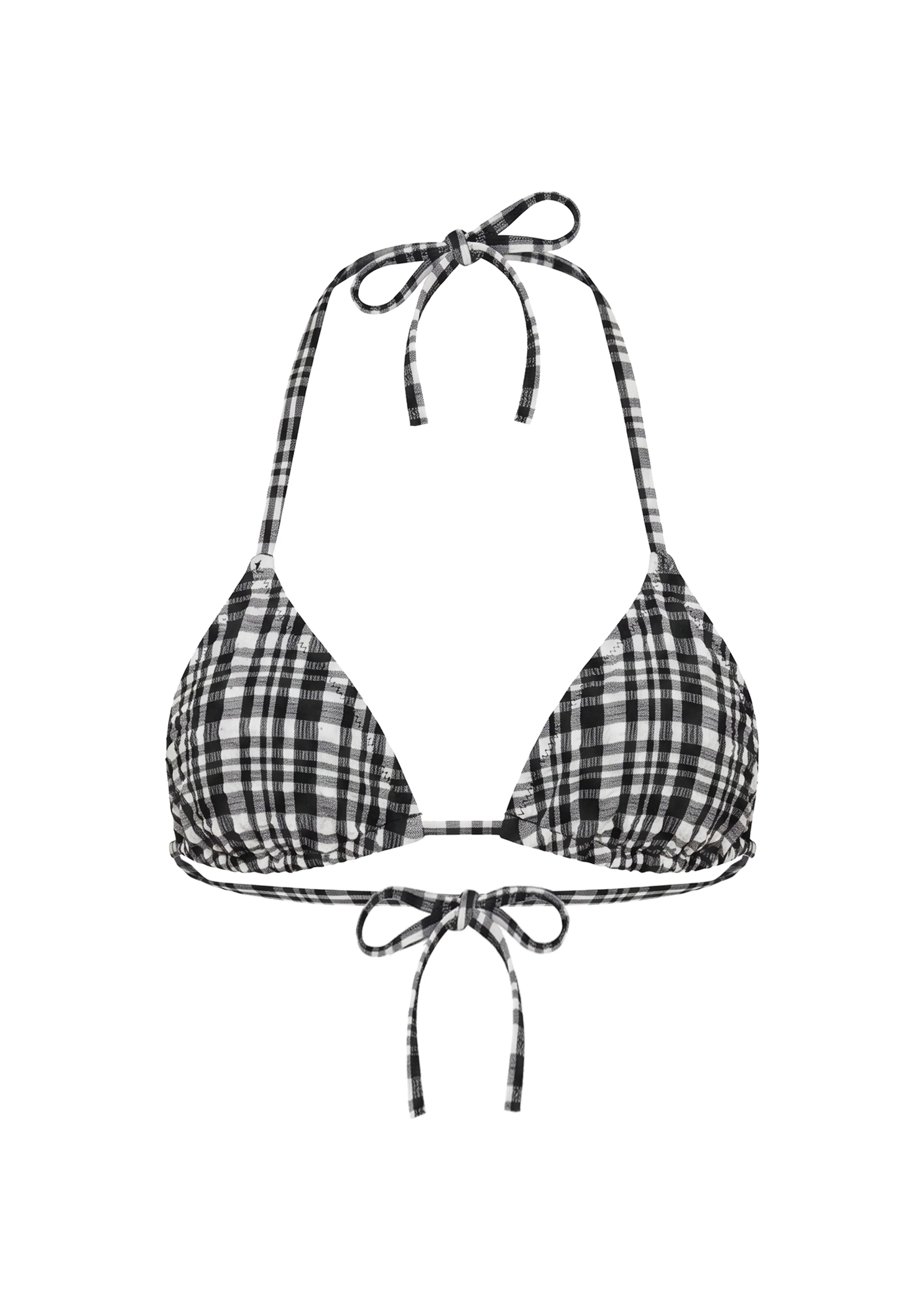 Iris Bikini Top Puckered Plaid Noir - Image 5