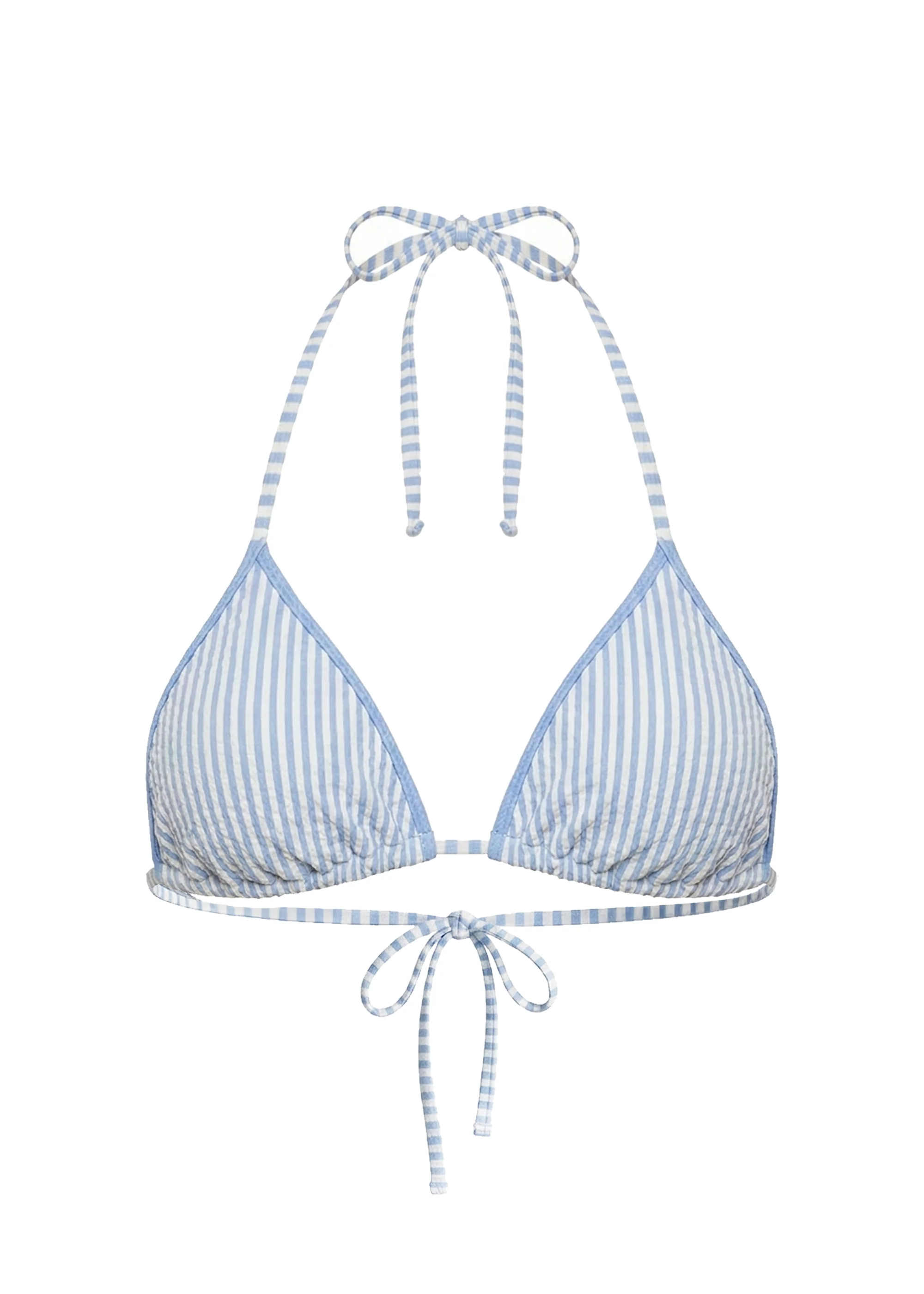 Iris Bikini Top Seersucker Blue Lagoon / Brule Stripe - Image 4