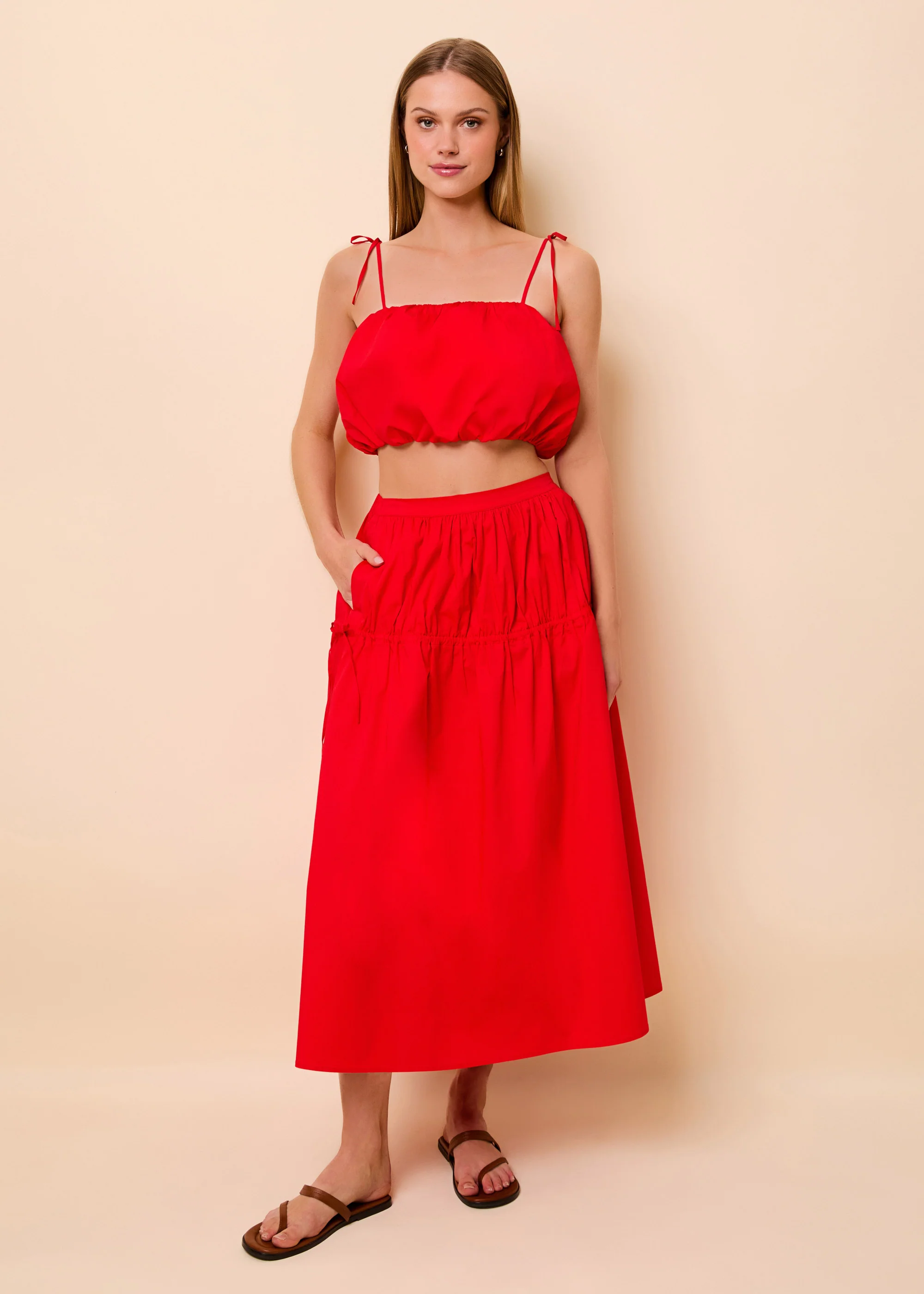 Ivy Skirt Poplin Lipstick Red - Image 6