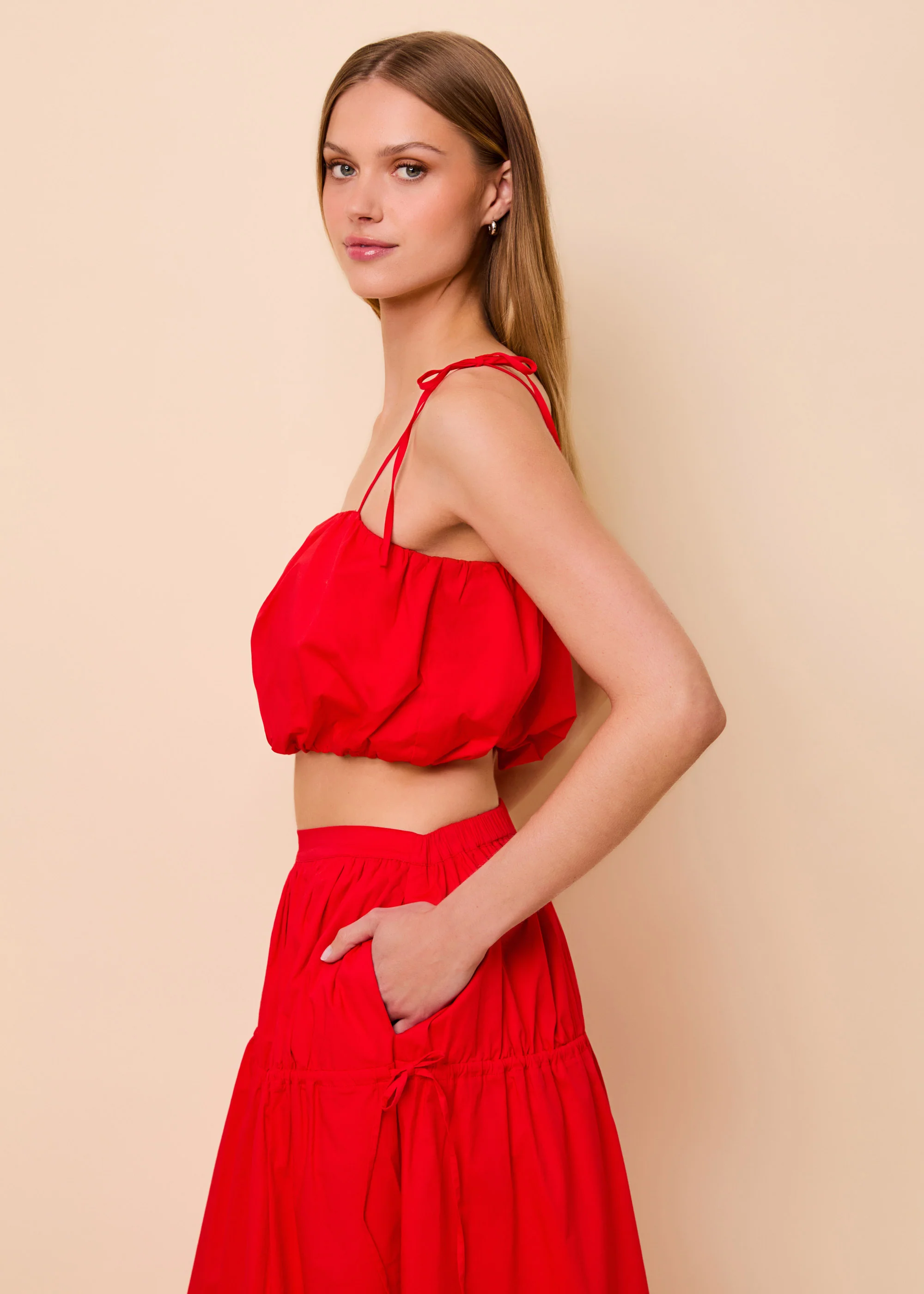 Ivy Top Poplin Lipstick Red - Image 4