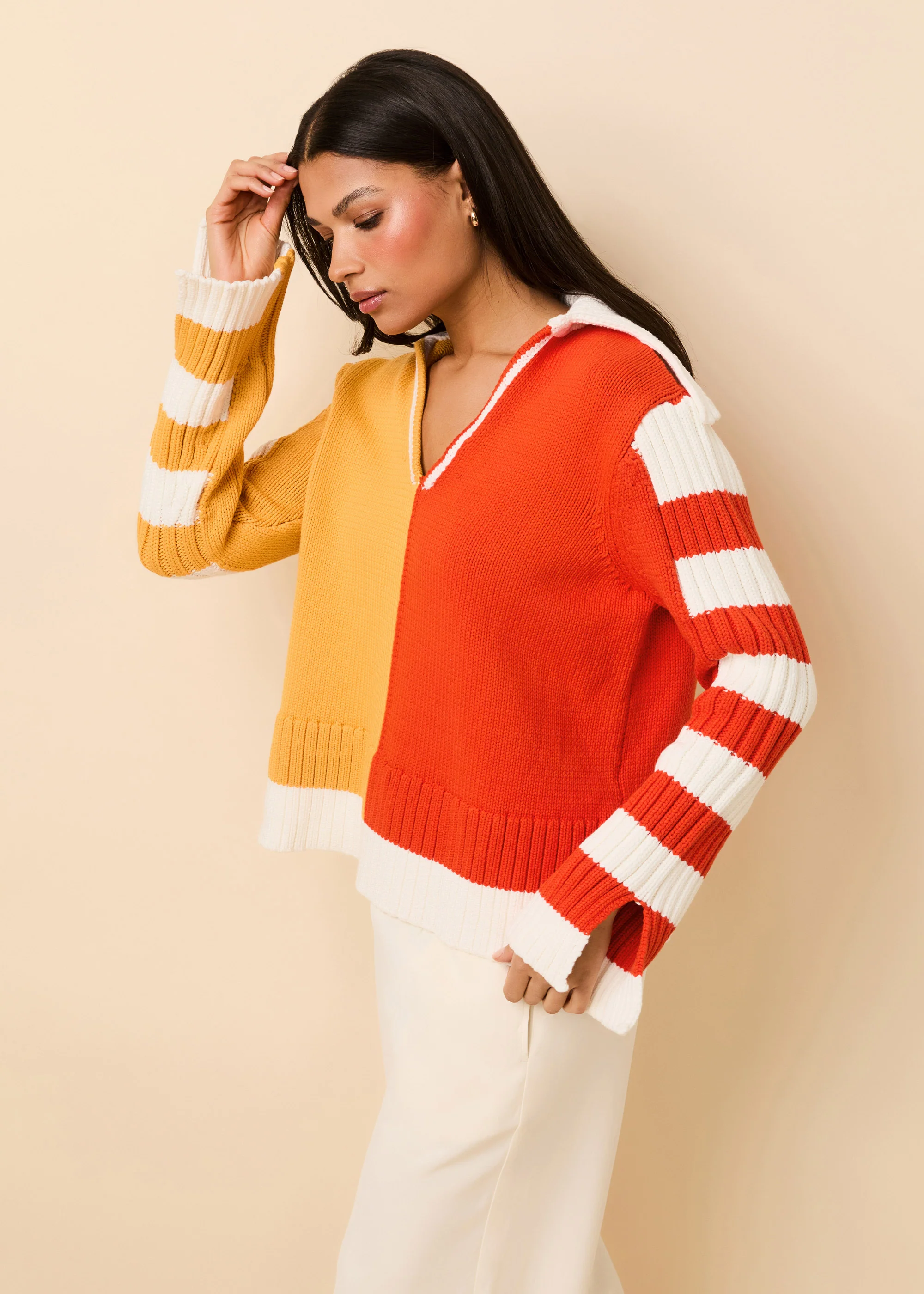 Jack Sweater Colorblock Pineapple / Habanero - Image 3