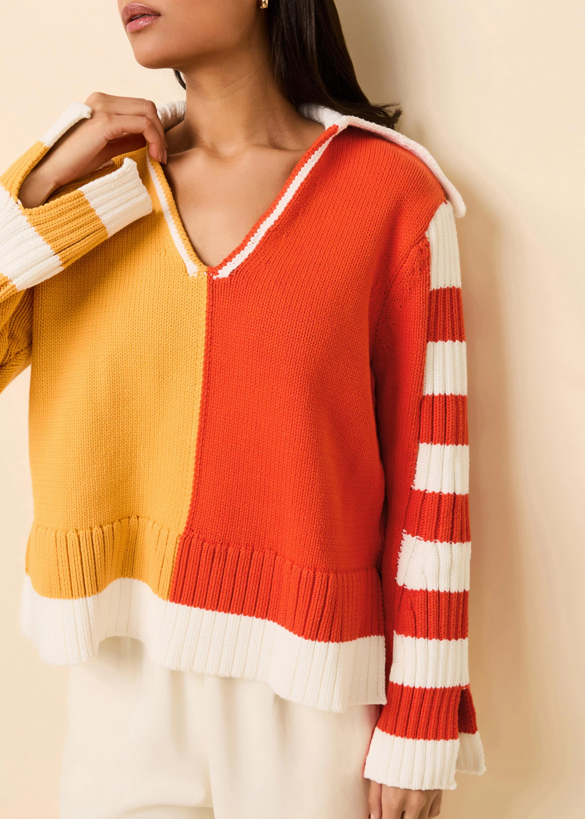 Jack Sweater Colorblock Pineapple / Habanero - Image 5