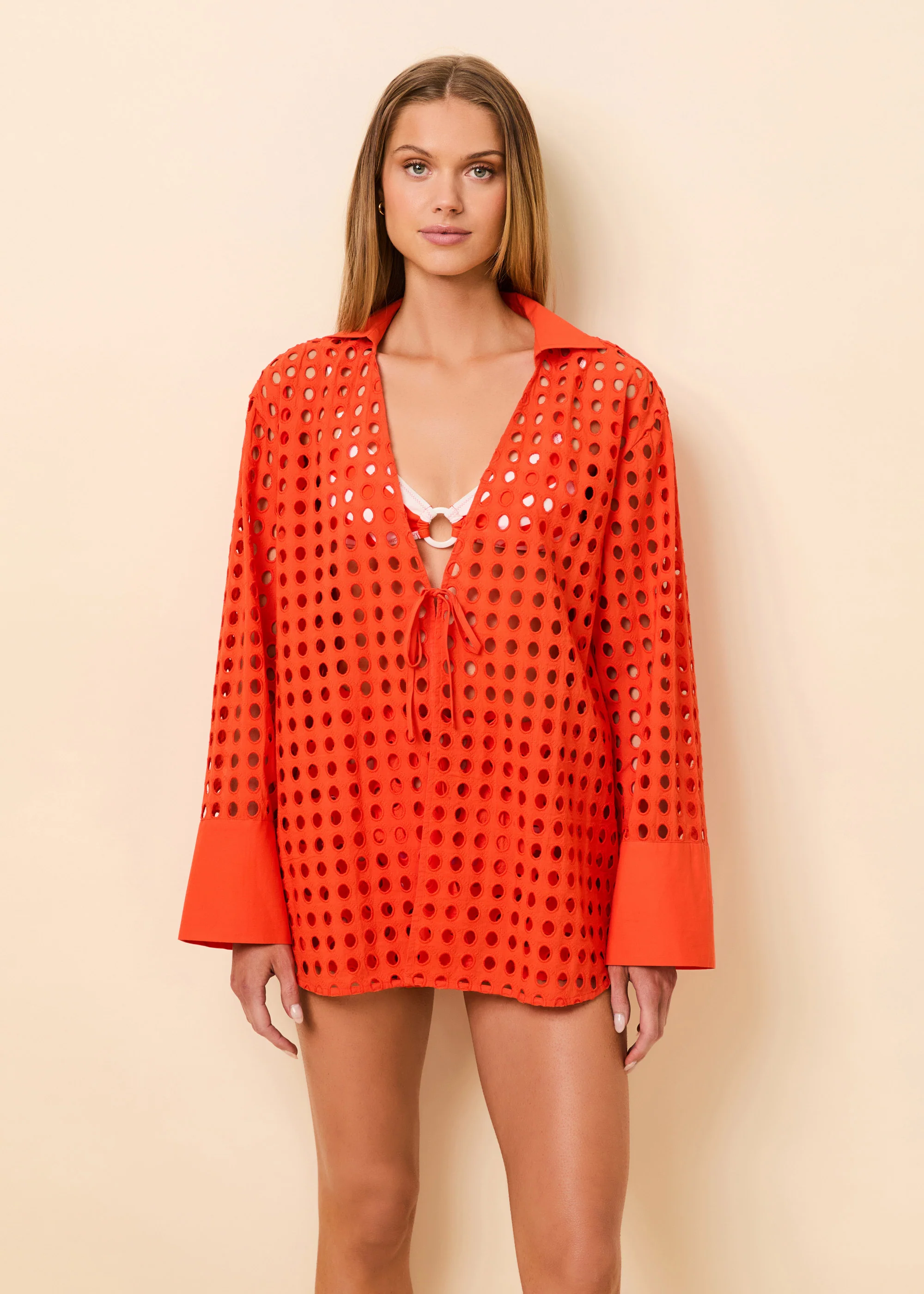 Jaclyn Tunic Classic Eyelet Habanero