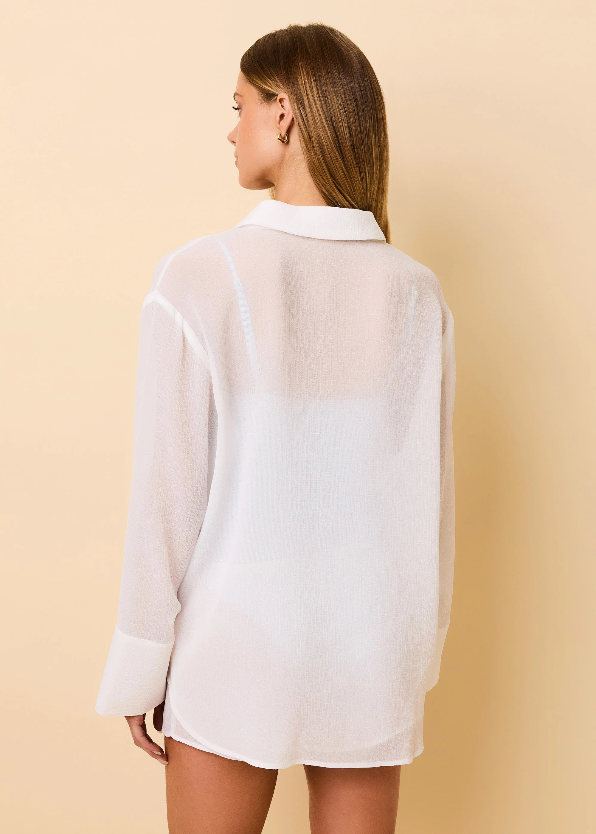 Jaclyn Tunic Crinkle Sheer Optic White - Image 3