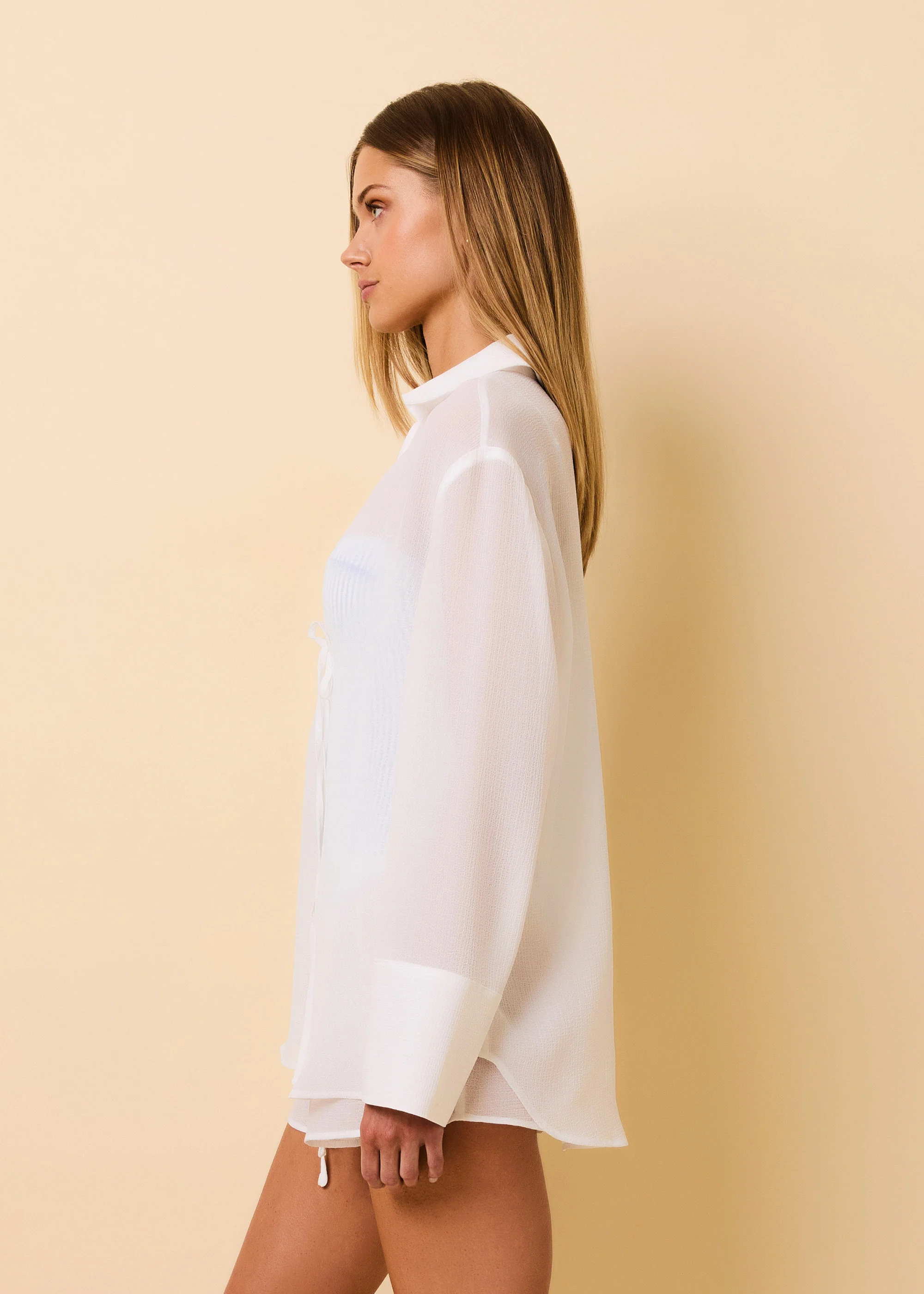 Jaclyn Tunic Crinkle Sheer Optic White - Image 4