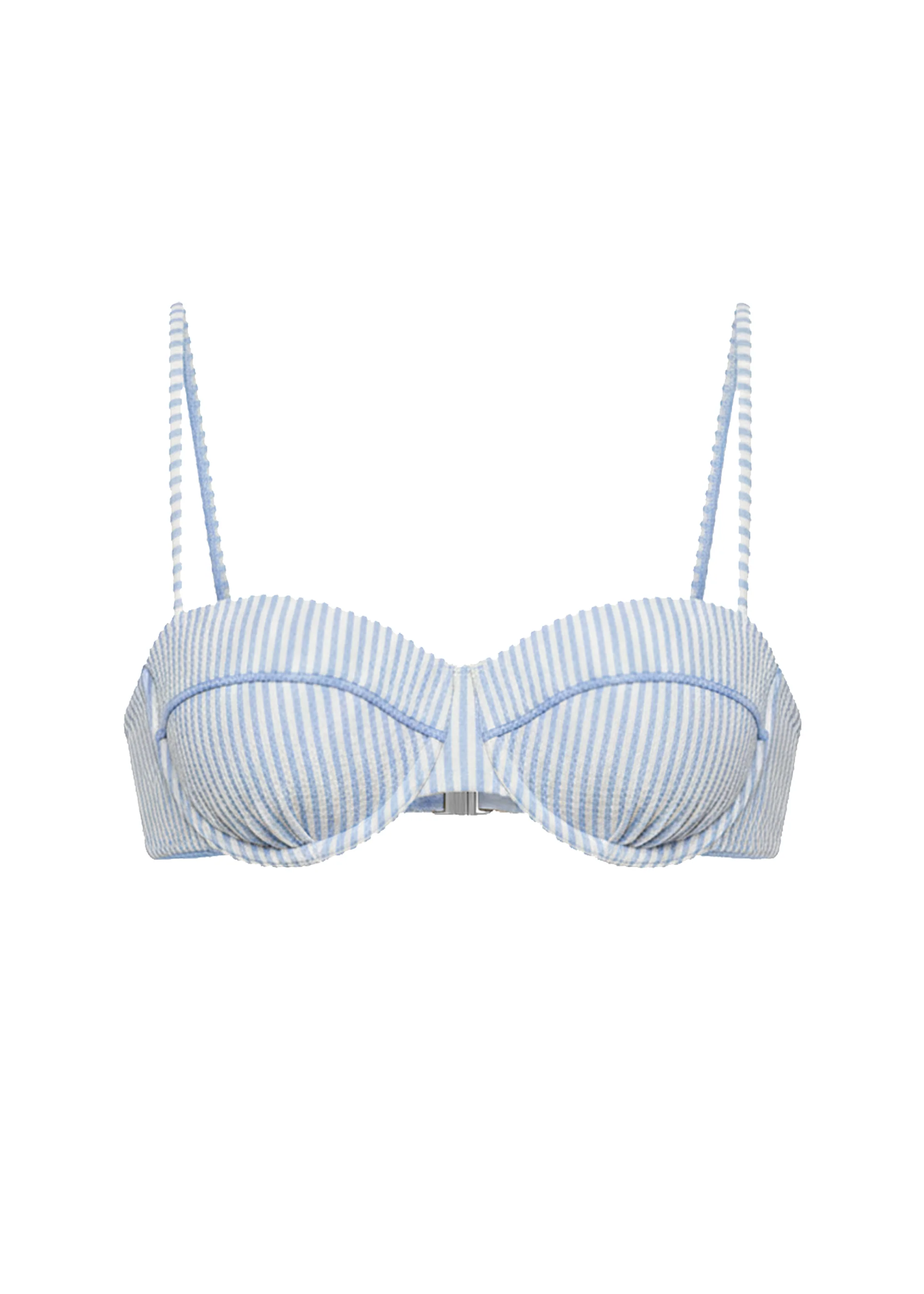 Juliette Bikini Top Seersucker Blue Lagoon / Brule Mini Stripe - Image 7