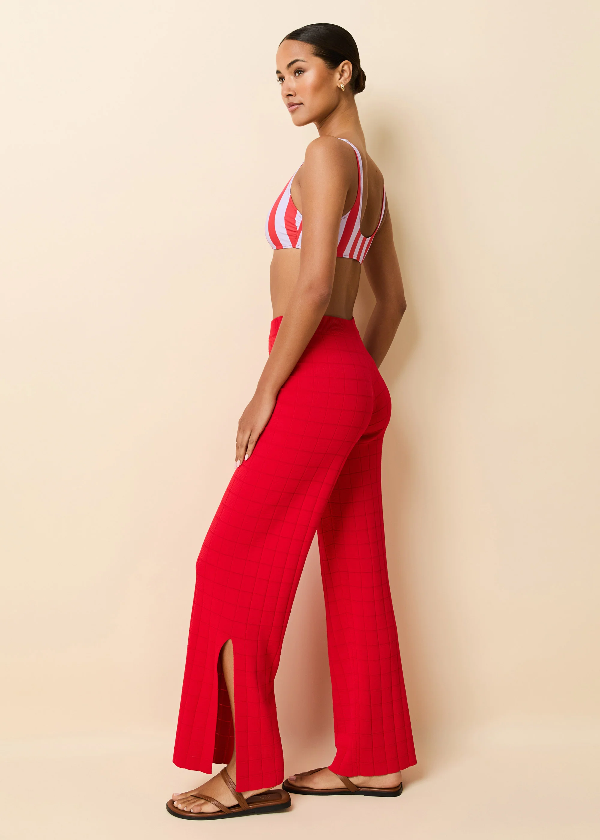 Logan Pant  Grid Knit Lipstick Red - Image 2