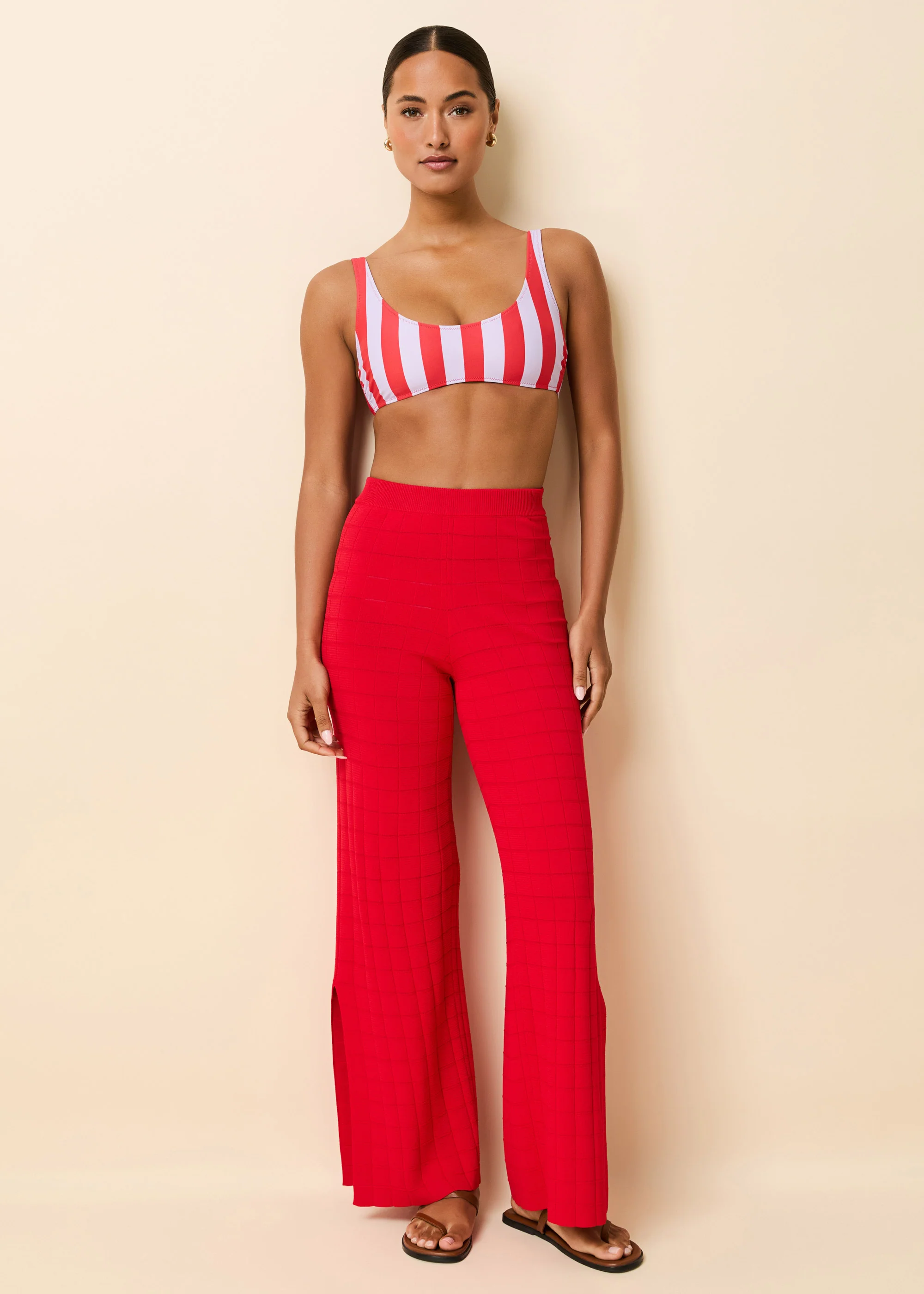 Logan Pant  Grid Knit Lipstick Red - Image 3