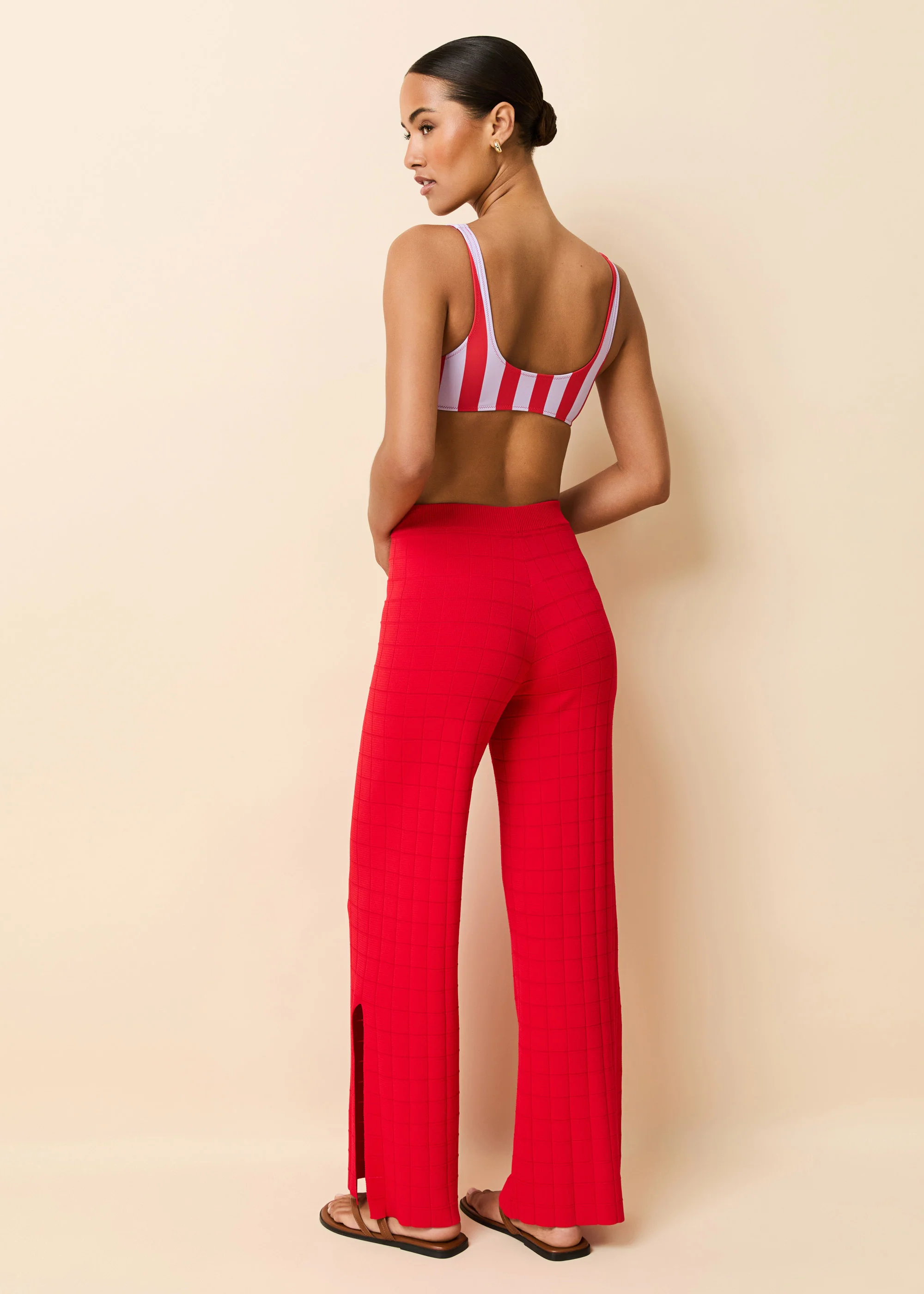 Logan Pant  Grid Knit Lipstick Red - Image 4